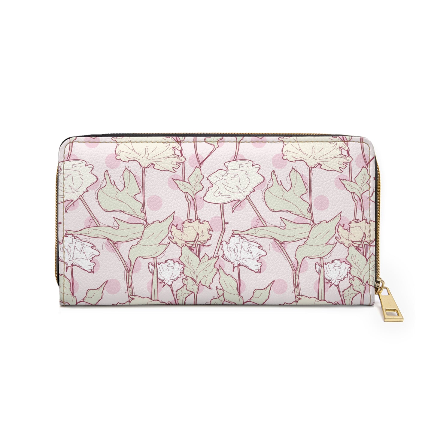 Roses and Dots in Pink Zipper Wallet