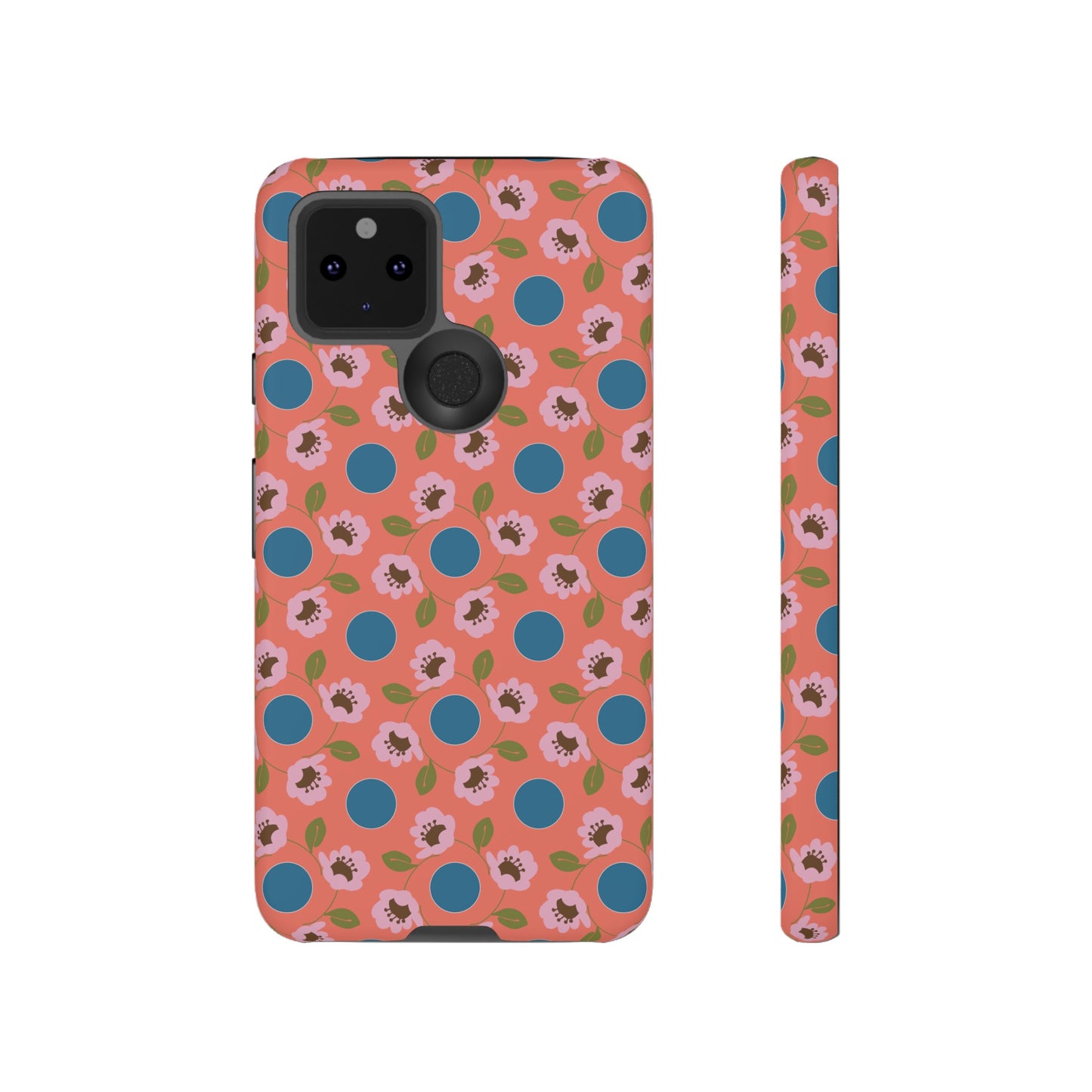 Wildflowers with Dots in Coral and Blue Tough Cases for Google Pixel