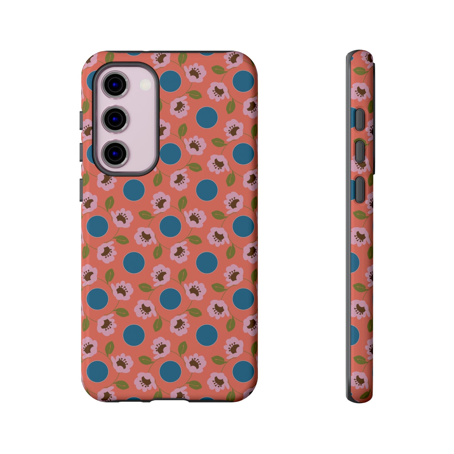 Wildflowers with Dots in Coral and Blue Tough Cases for Samsung