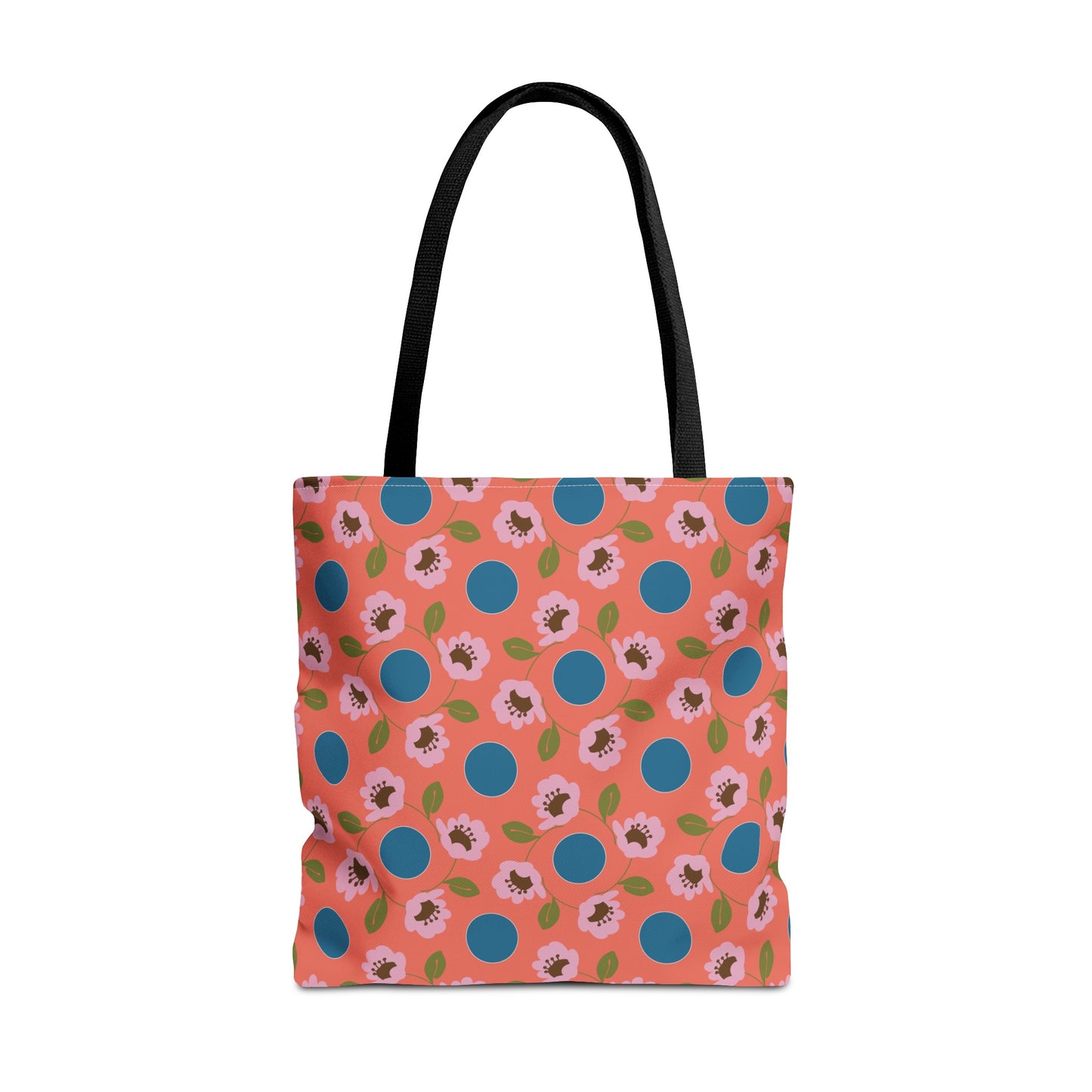 Wildflowers with Dots in Coral and Blue Tote Bag