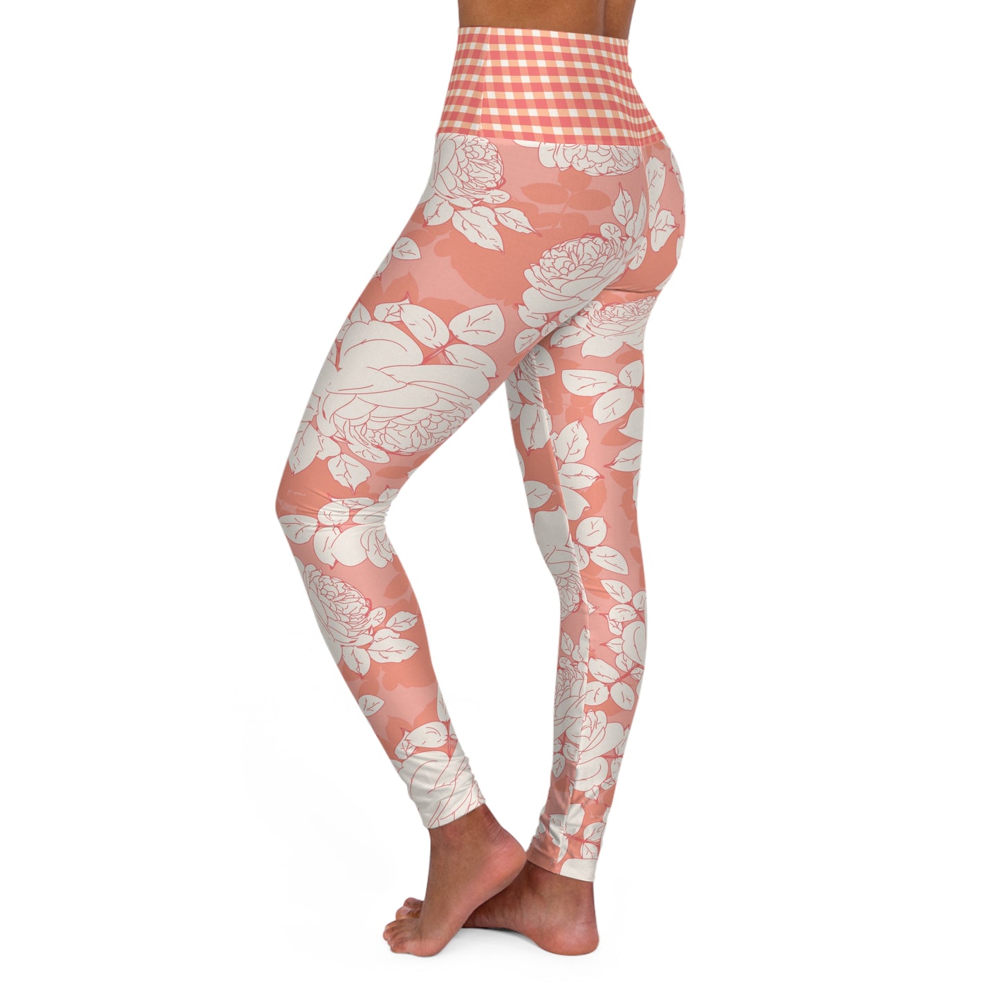 Peach and Cream RosesHigh Waisted Yoga Leggings