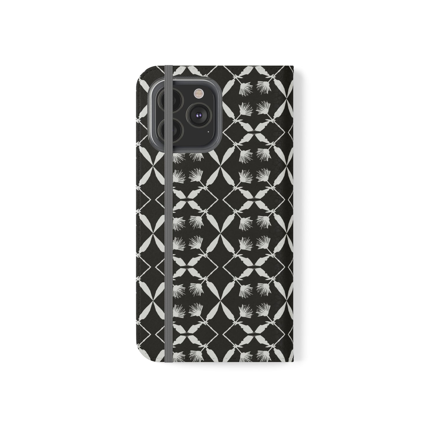 Black and White Floral Flip Cases for iPhone