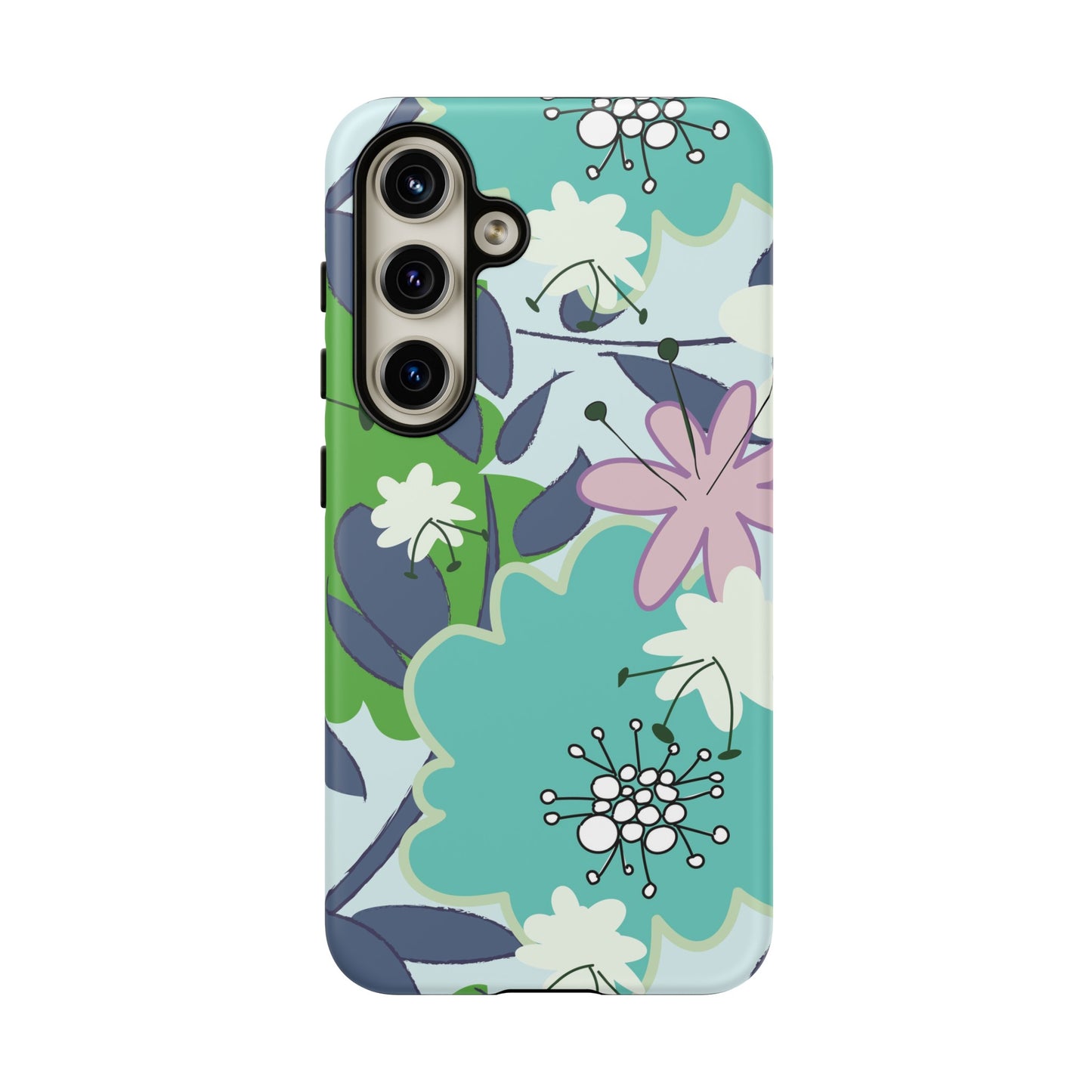 Mid Mod Floral in Blue and Green Tough Cases