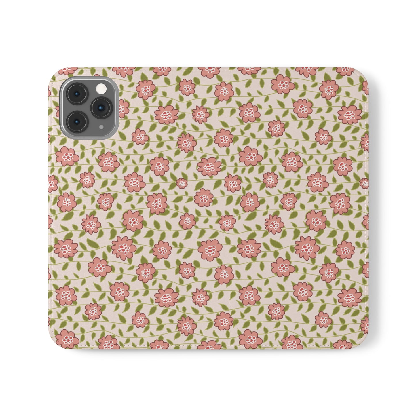 Coral Flowers on Cream Flip Cases for iPhone