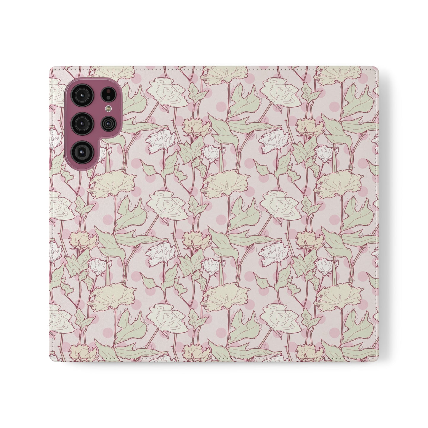 Roses and Dots in Pink Flip Cases for Samsung