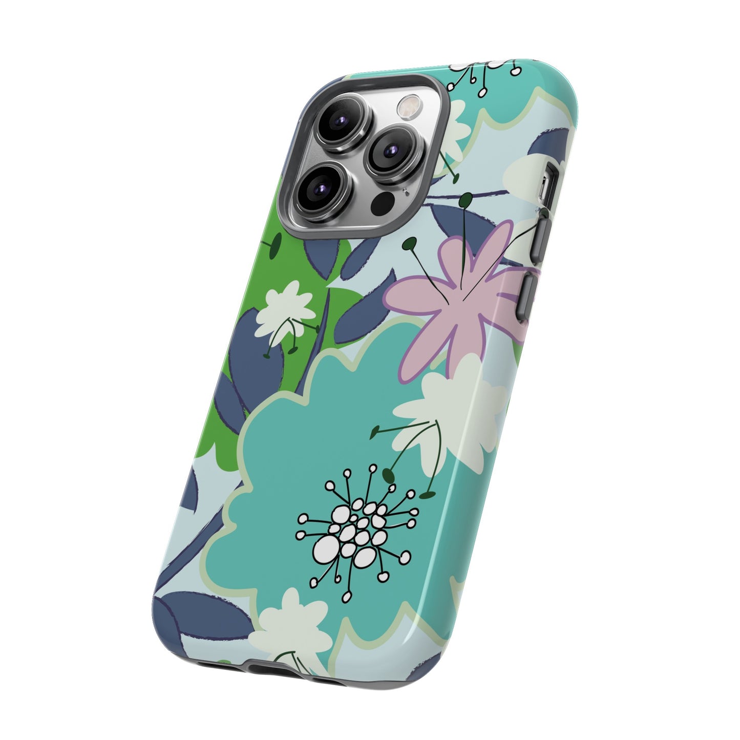 Mid Mod Floral in Blue and Green Tough Cases