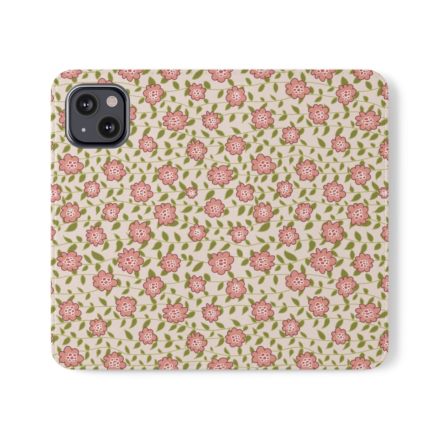 Coral Flowers on Cream Flip Cases for iPhone