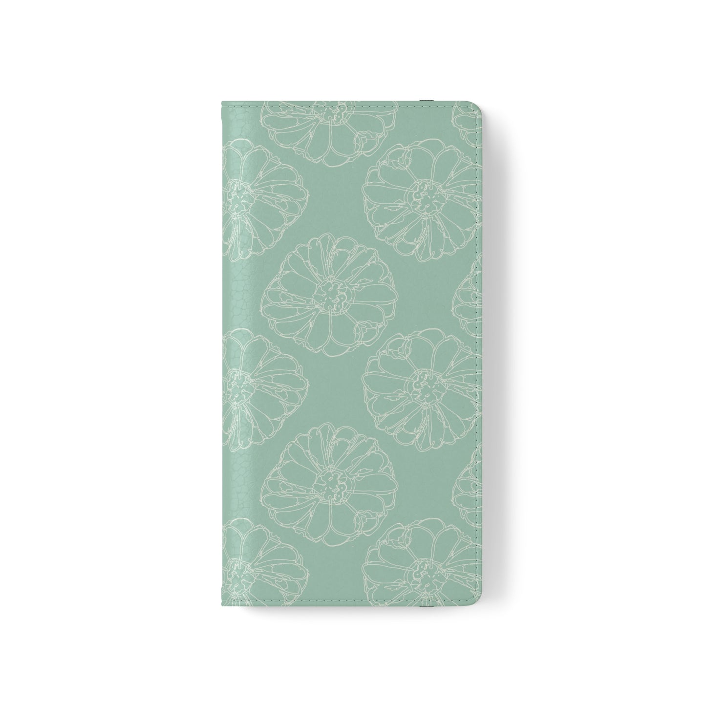 Cream Flower Outline on Aqua Flip Cases for Samsung