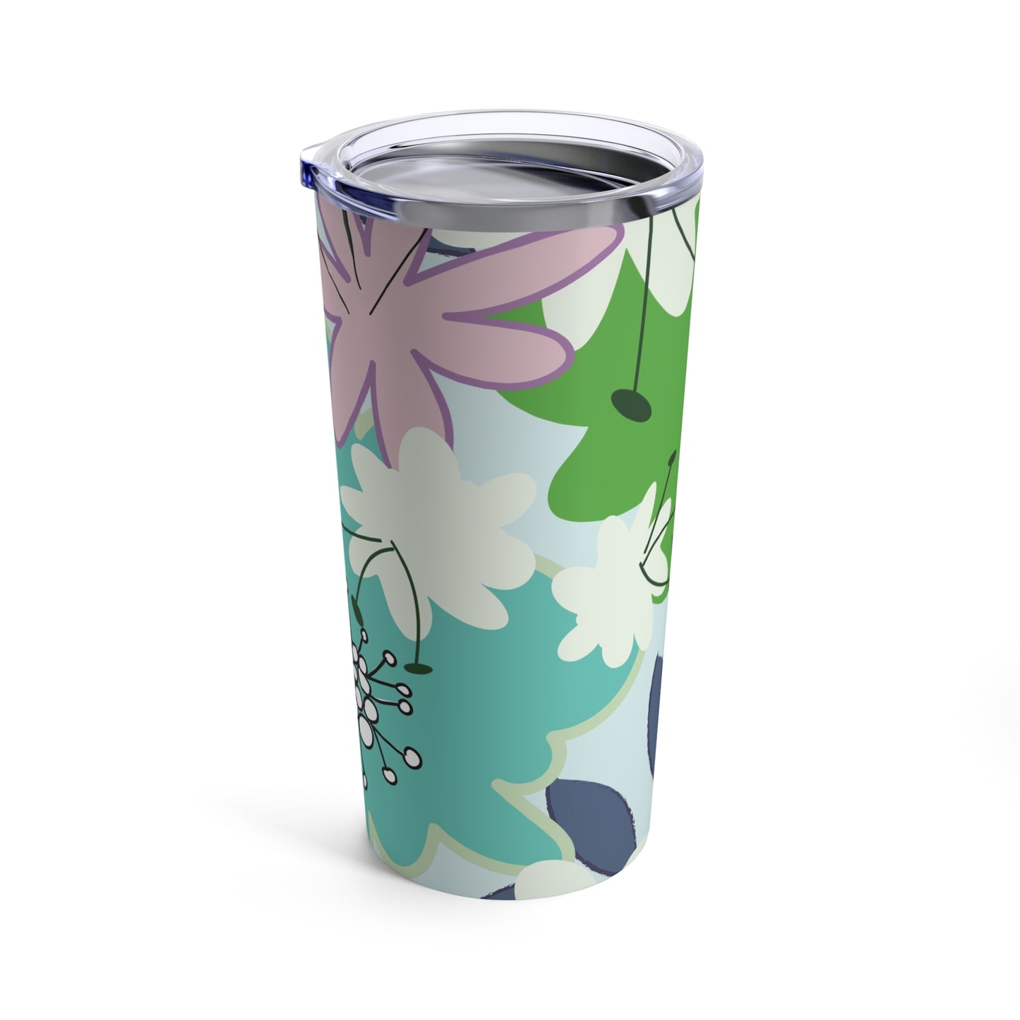 Mid Mod Floral in Blue and Green Tumbler 20oz