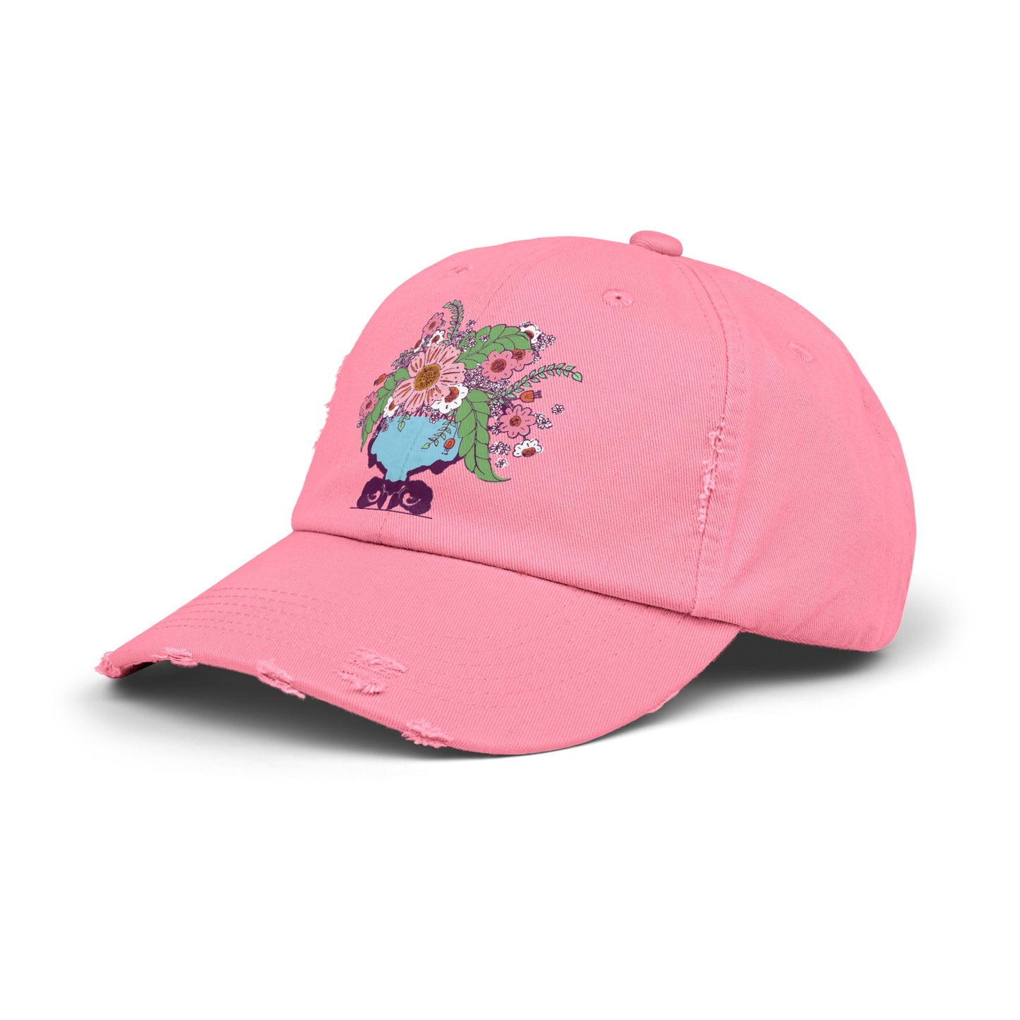 Cheerful Floral Distressed Cap