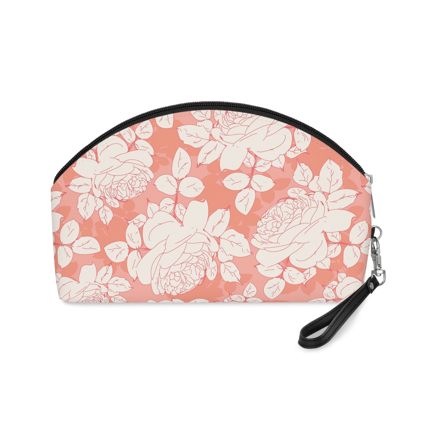 Peach and Cream Roses Makeup Bag