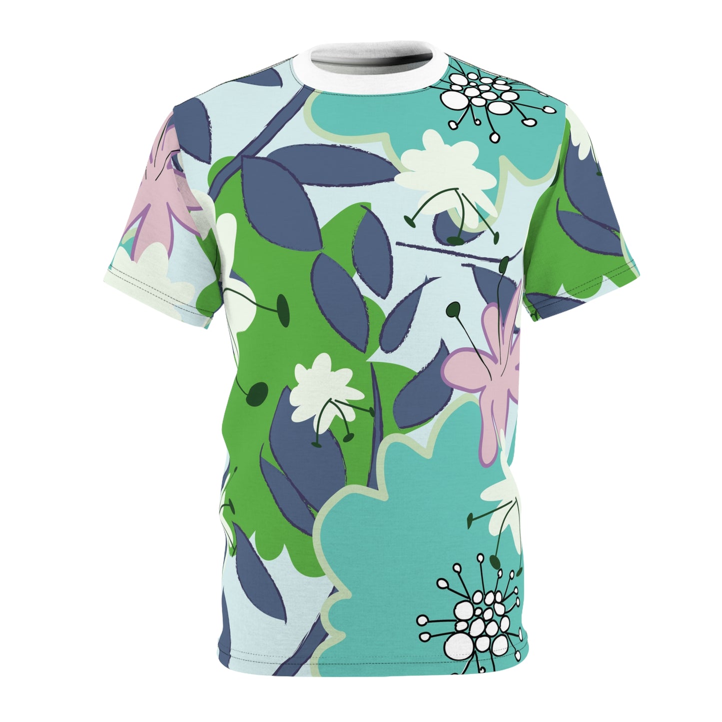 Mid Mod Floral in Blue and Green Tee