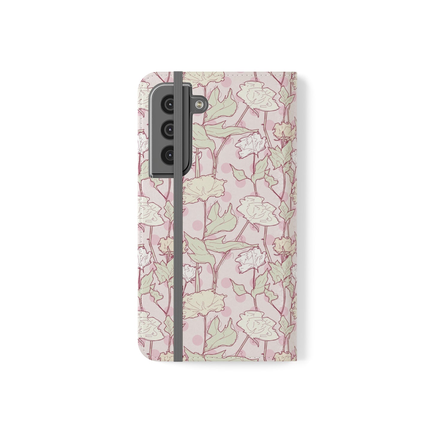 Roses and Dots in Pink Flip Cases for Samsung