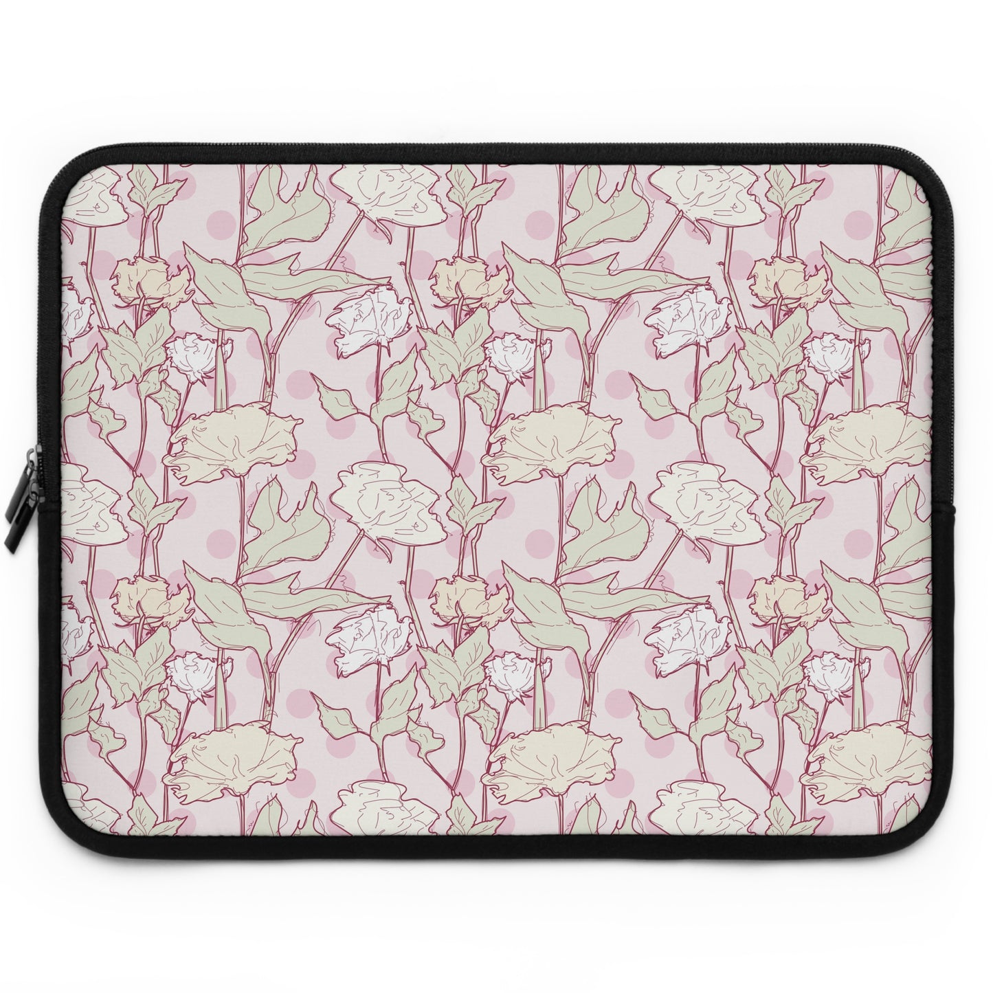 Roses and Dots in Pink Laptop Sleeve