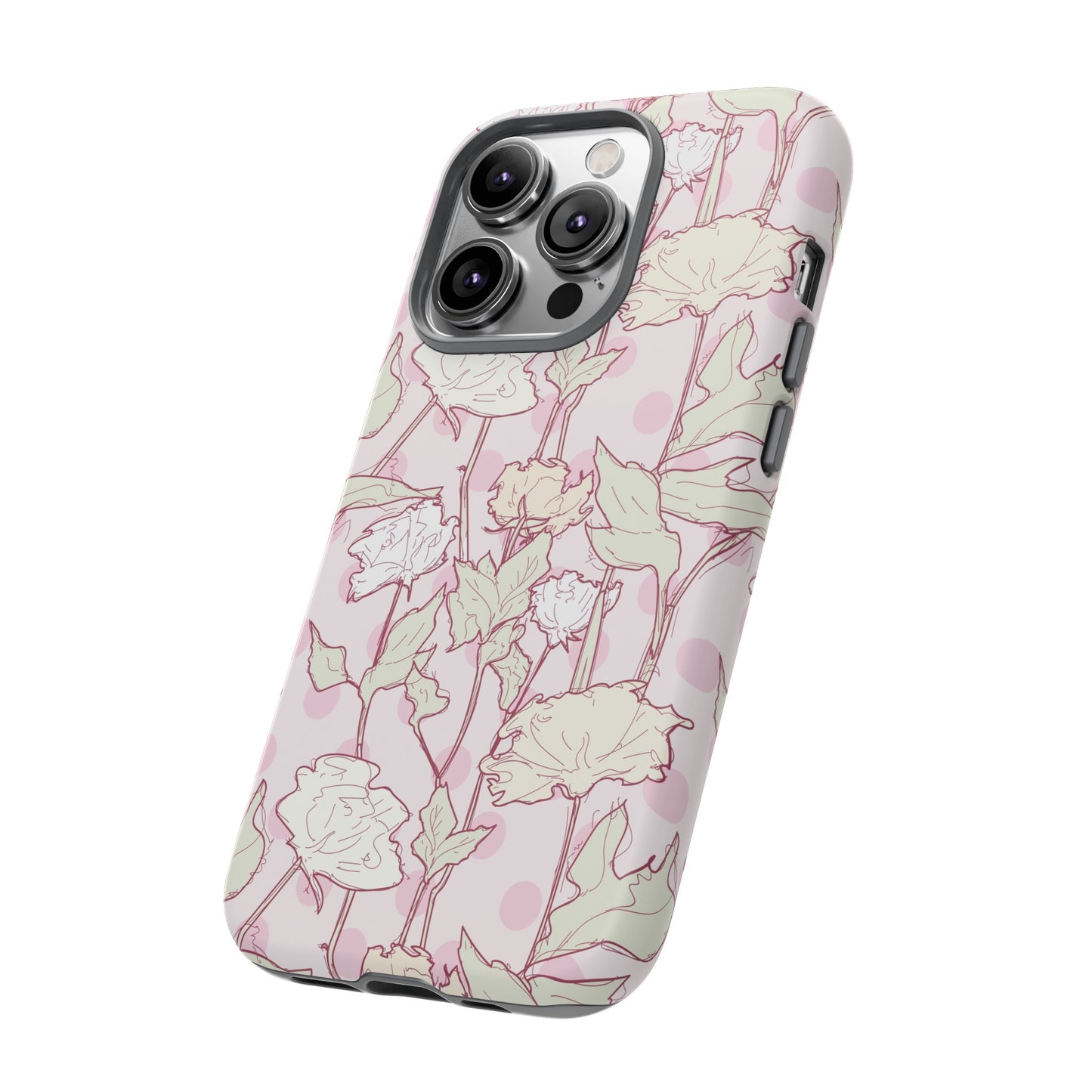 Roses and Dots in Pink Tough Cases for iPhone