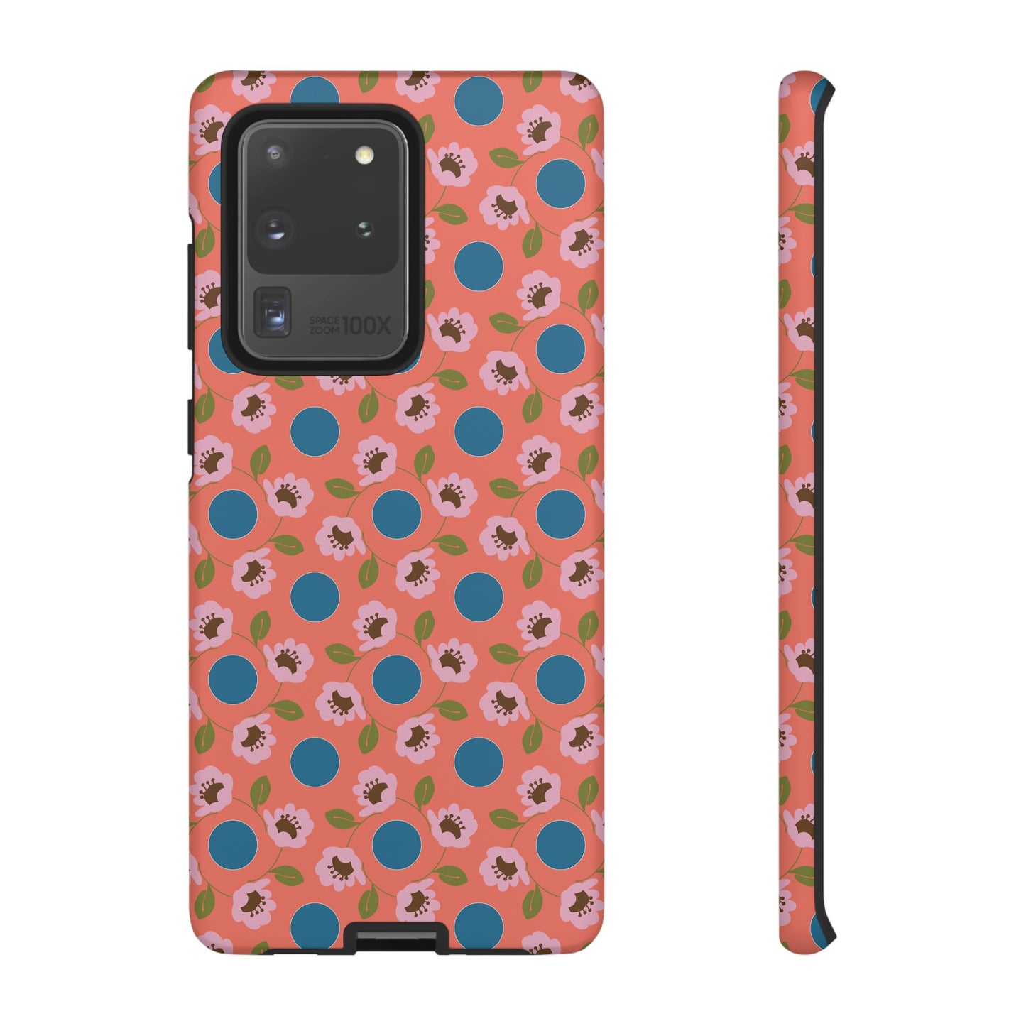 Wildflowers with Dots in Coral and Blue Tough Cases for Samsung