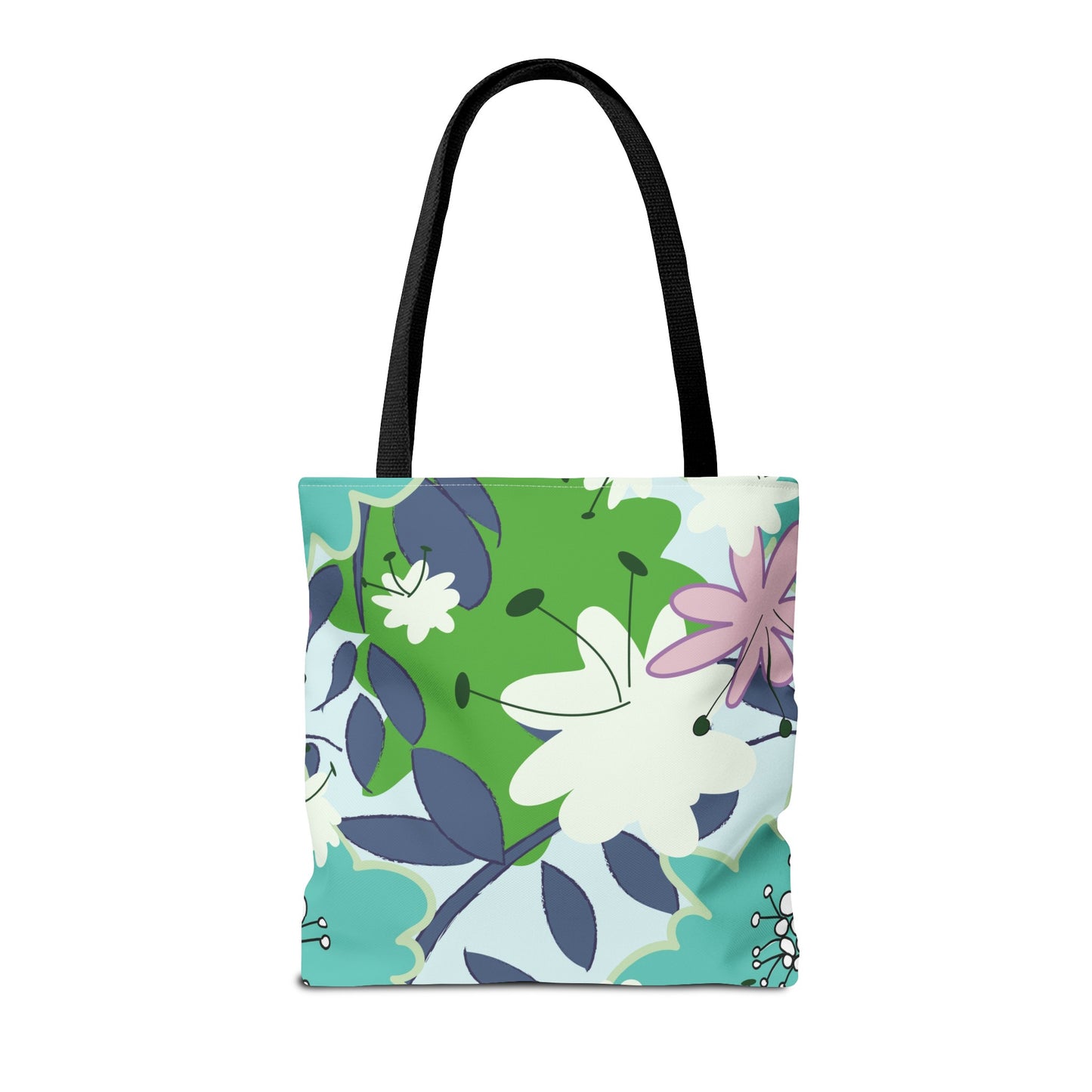 Mid Mod Floral in Blue and Green Tote Bag