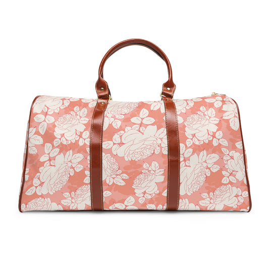 Peach and Cream Roses Waterproof Travel Bag