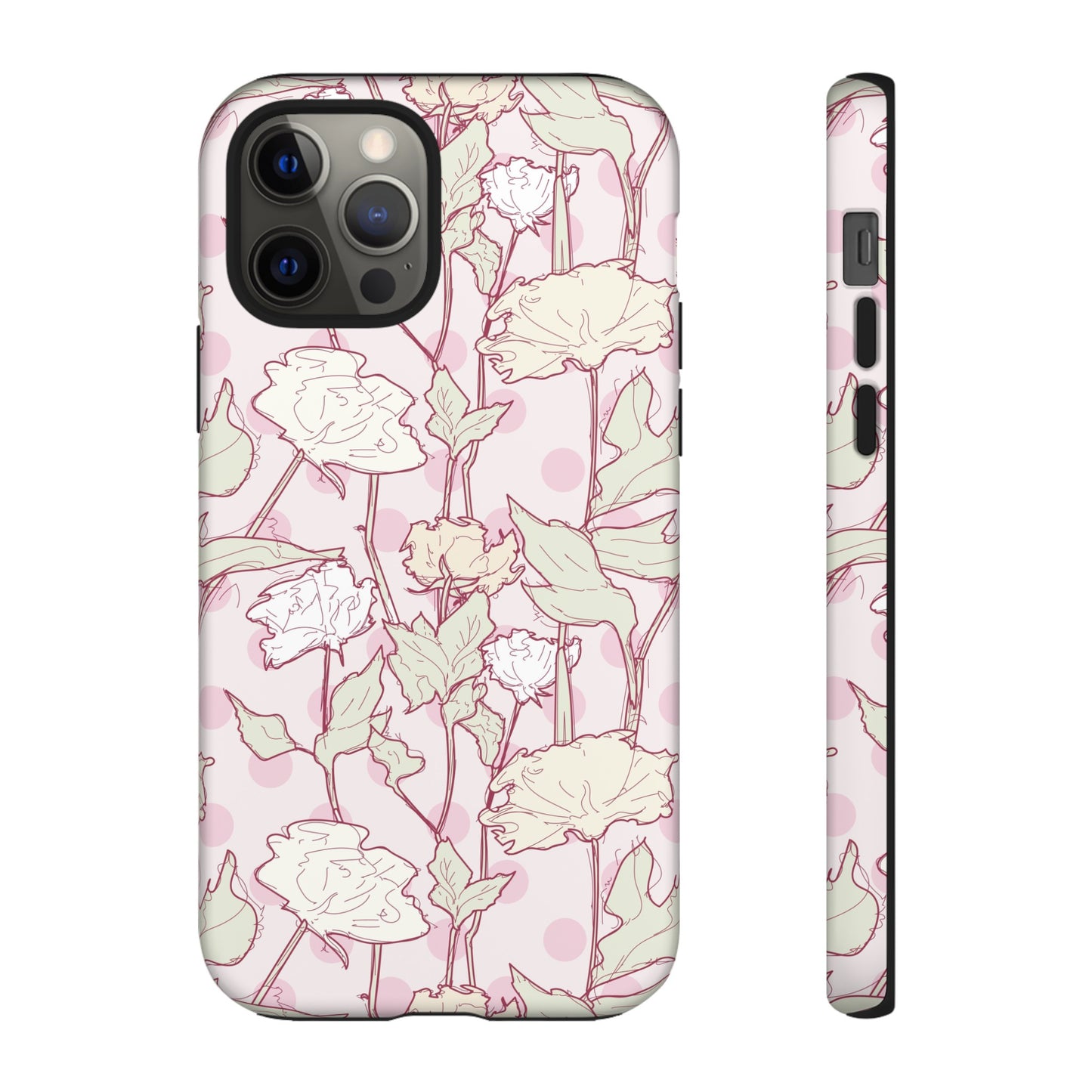 Roses and Dots in Pink Tough Cases for iPhone