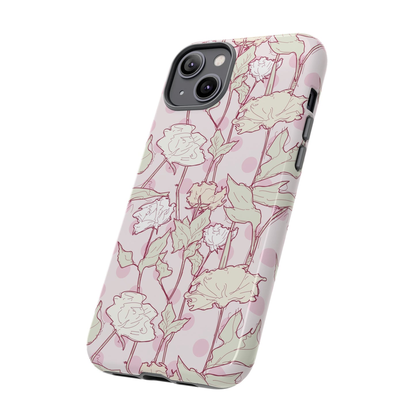 Roses and Dots in Pink Tough Cases for iPhone