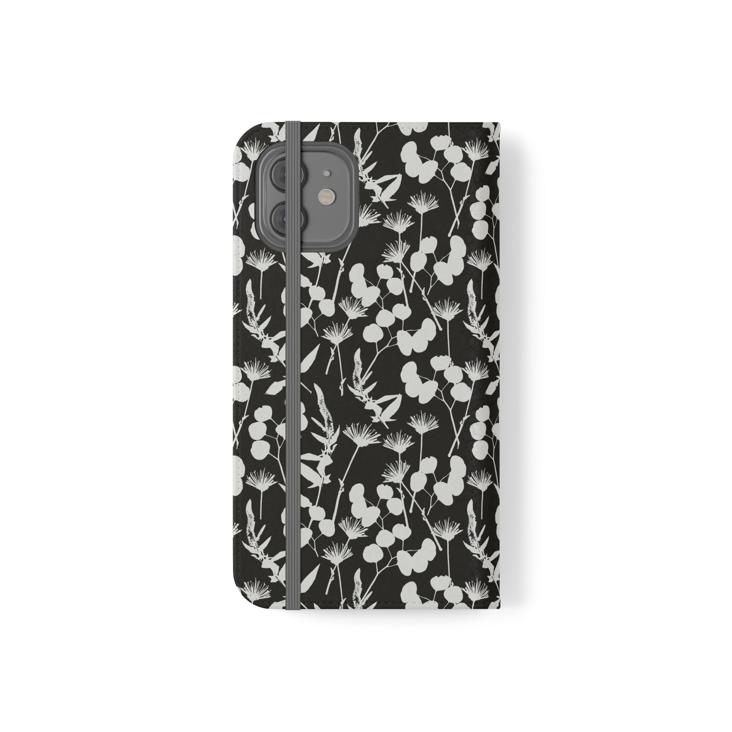 Black and White Floral Flip Cases for iPhone