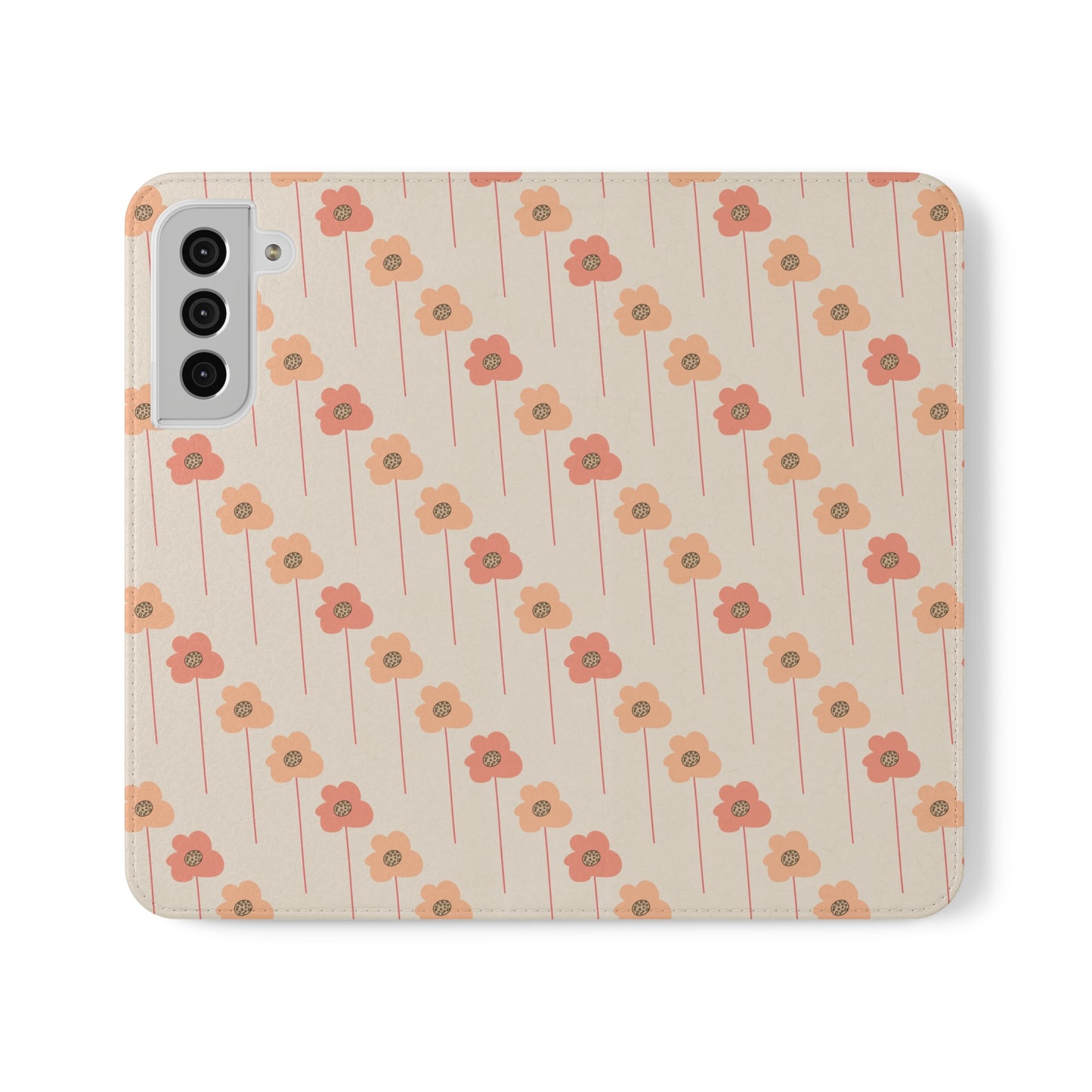 Peach Wildflowers on Cream Flip Cases for Samsung