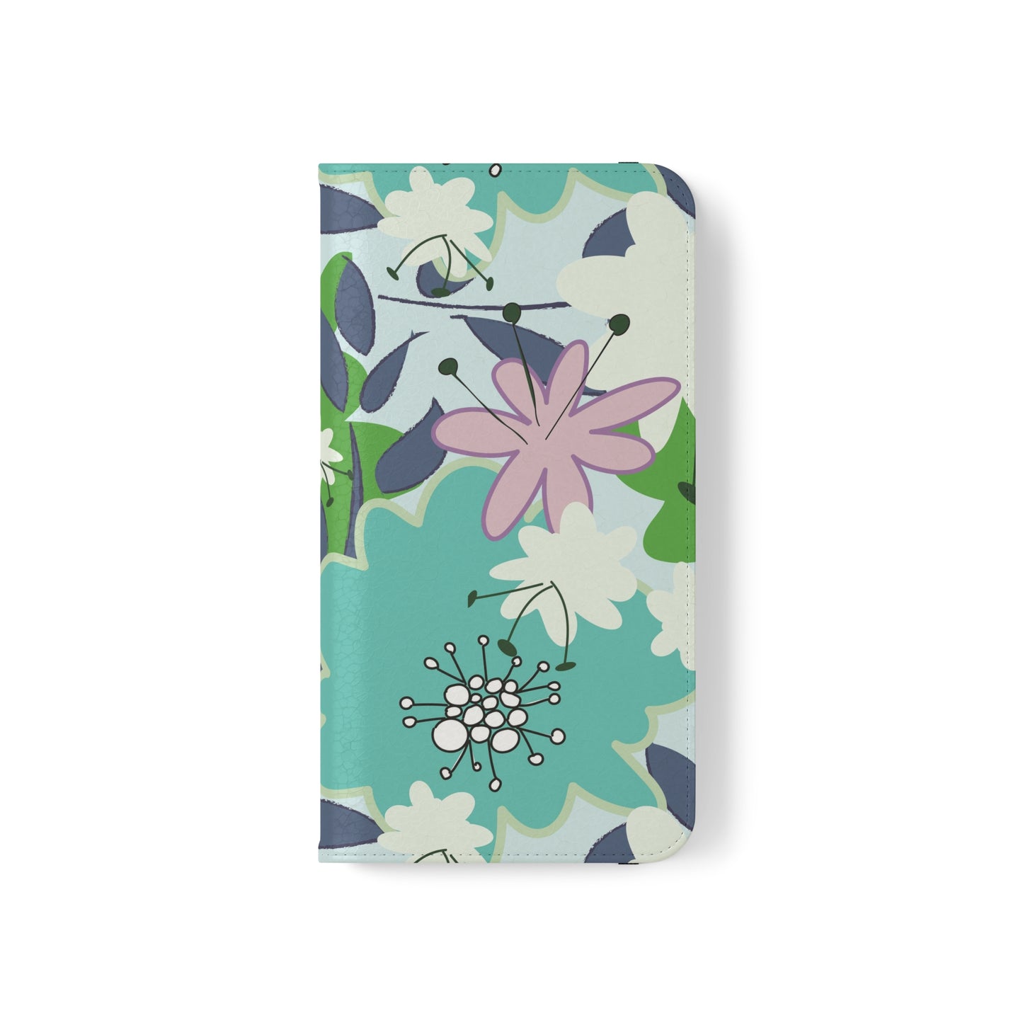 Mid Mod Floral in Blue and Green Flip Cases for iPhone