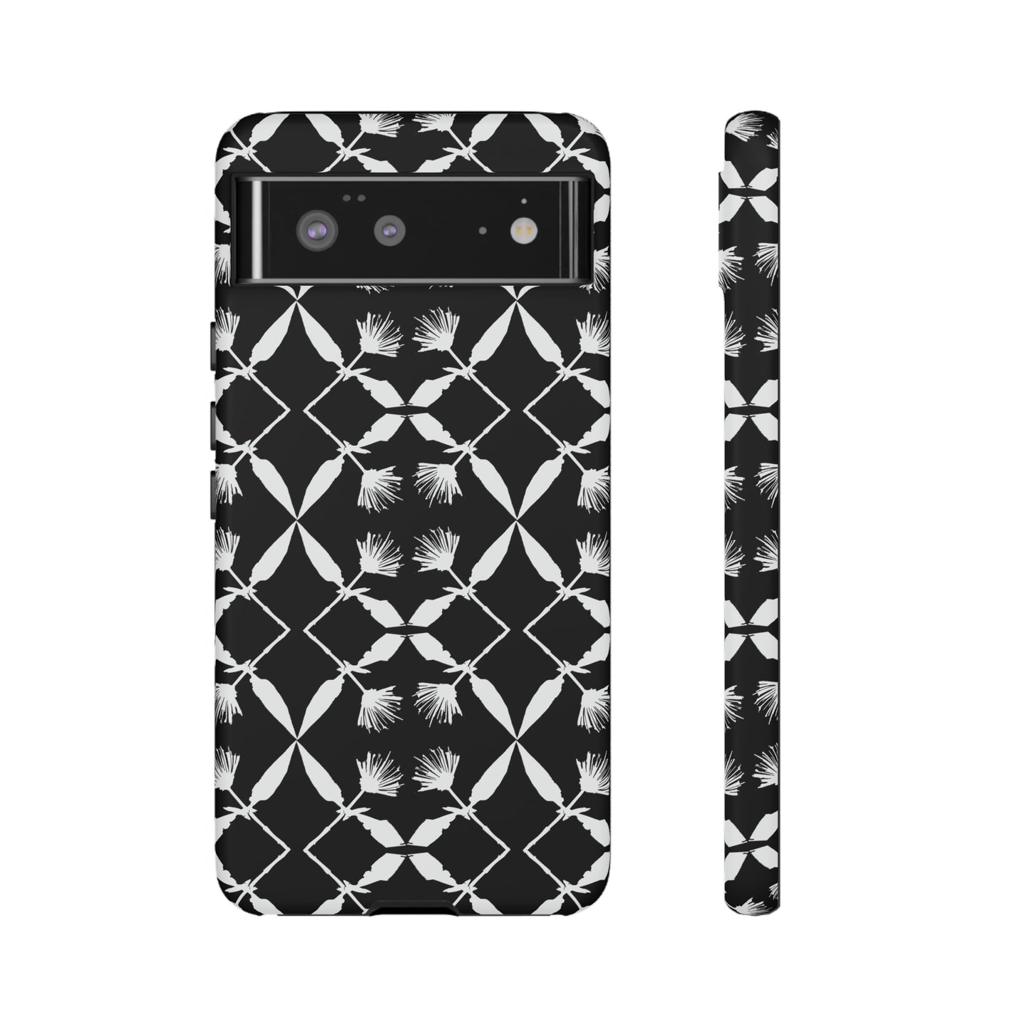 Black and White Floral Tough Cases for Google Pixel