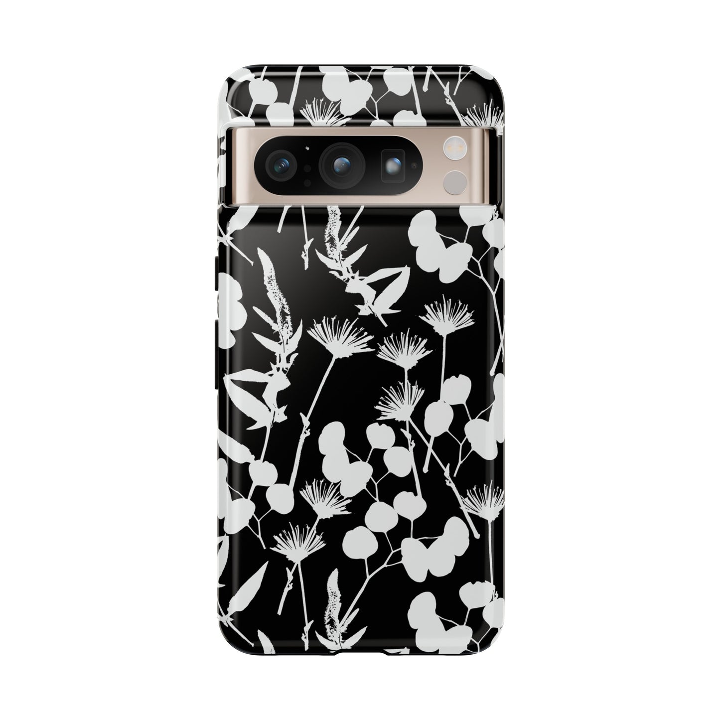 Black and White Floral Tough Cases for Google Pixel