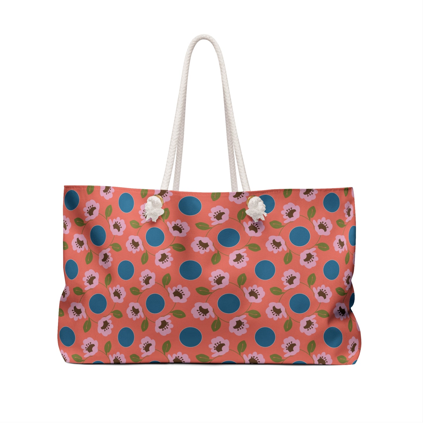 Wildflowers with dots in coral and blue Weekender Bag