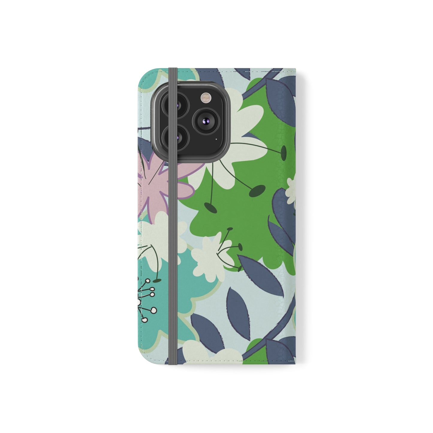 Mid Mod Floral in Blue and Green Flip Cases for iPhone