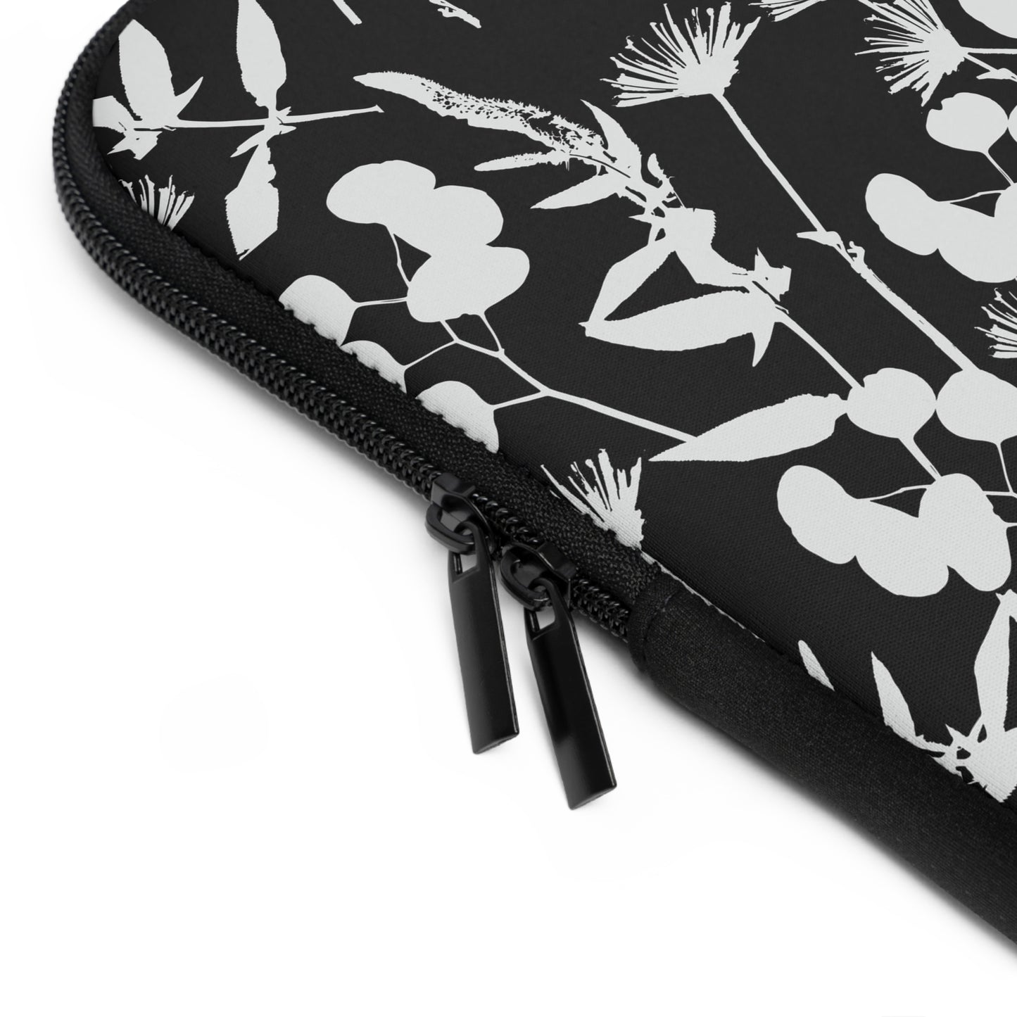 Black and White Floral Laptop Sleeve