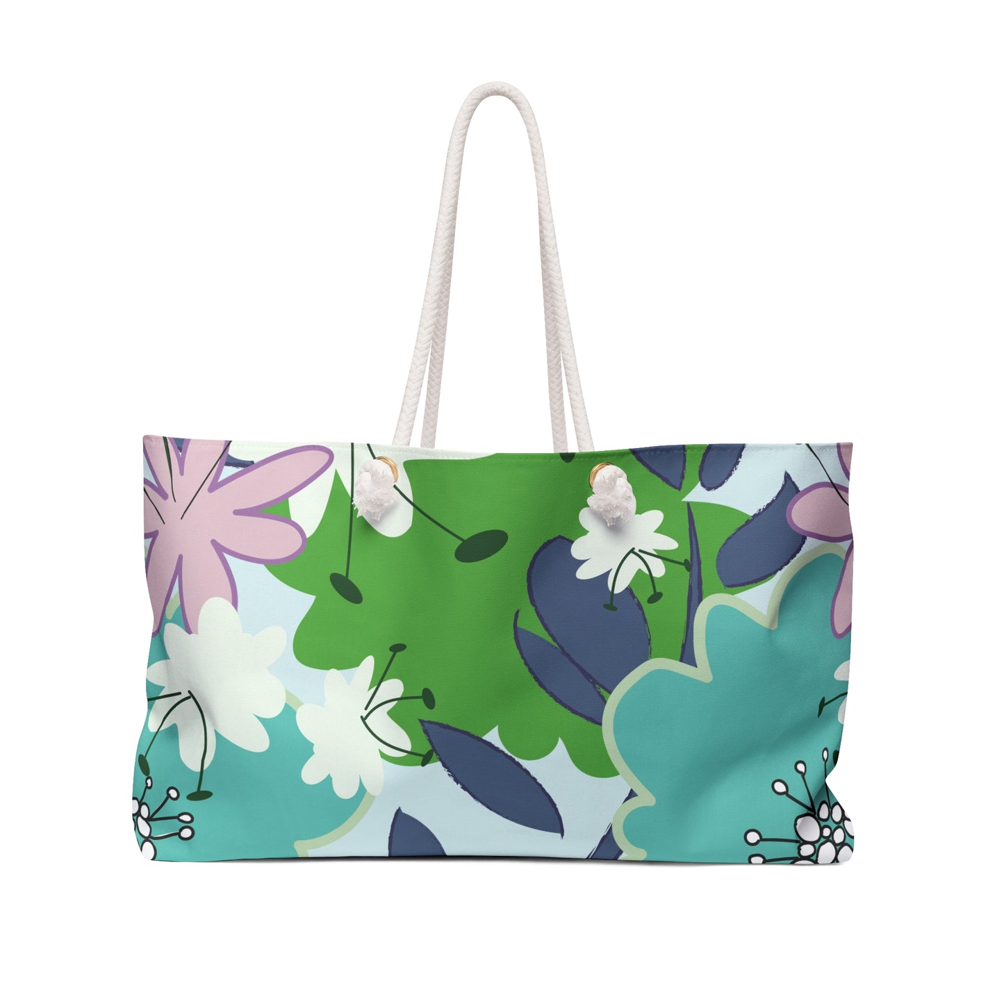 Mid Mod Floral in Blue and Green Weekender Bag