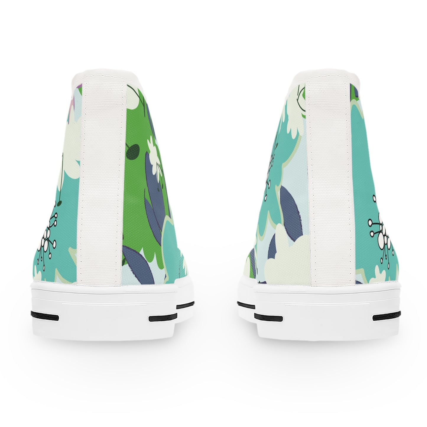 Mid Mod Floral in Blue and Green Women's High Top Sneakers