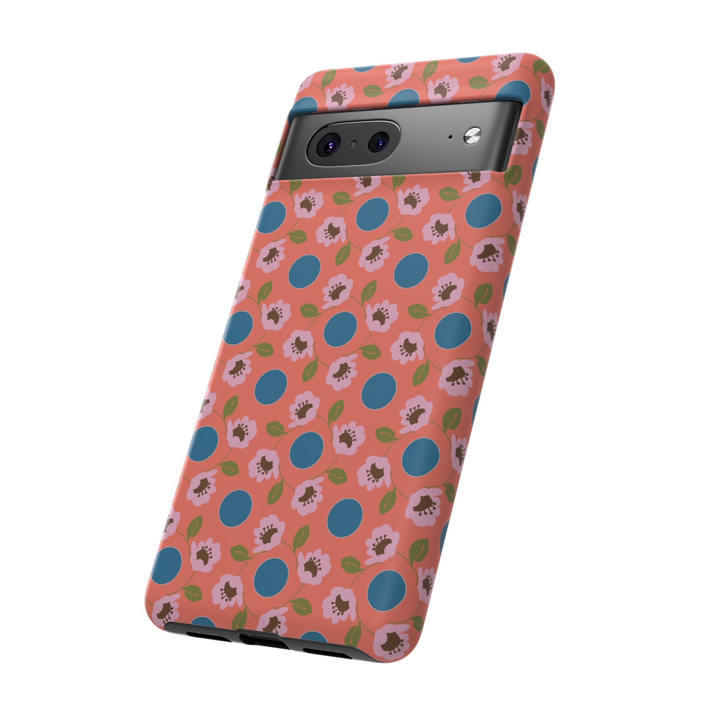 Wildflowers with Dots in Coral and Blue Tough Cases for Google Pixel