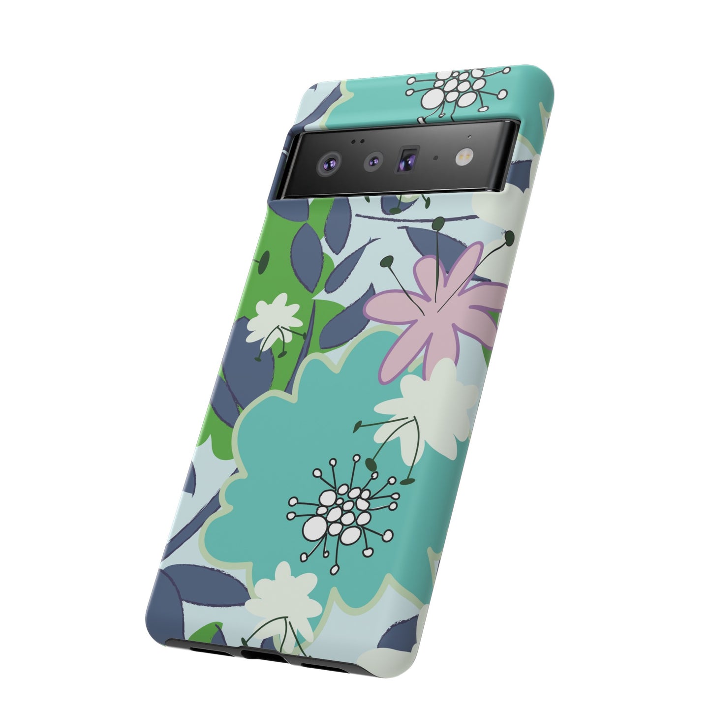 Mid Mod Floral in Blue and Green Tough Cases