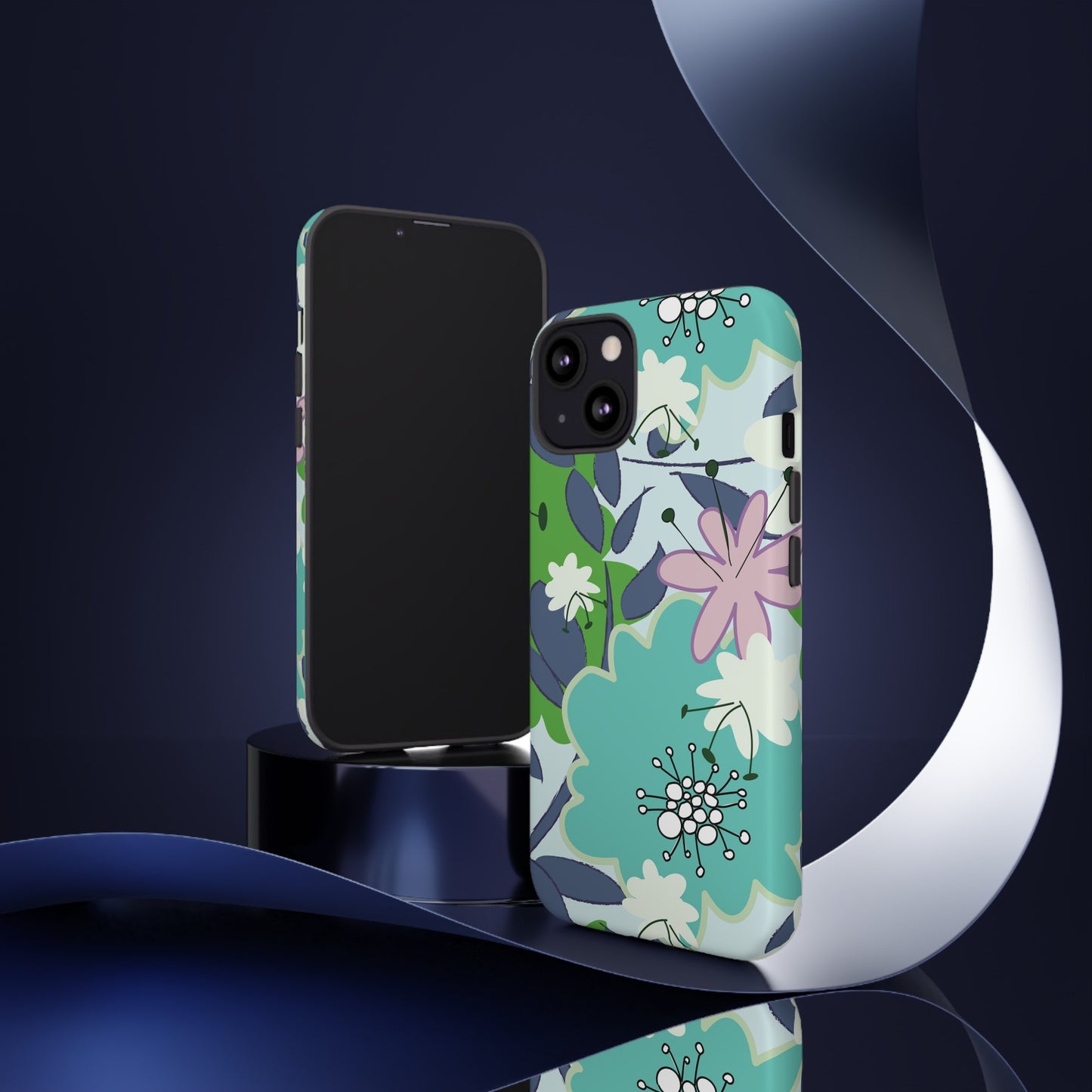 Mid Mod Floral in Blue and Green Tough Cases