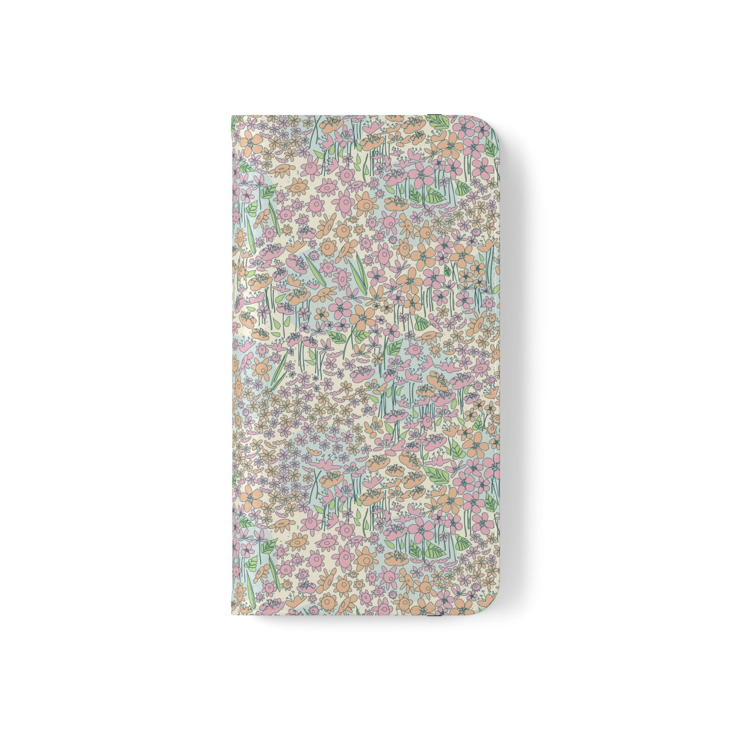 Orange and Pink Flowers on Blue Dot Flip Cases for Samsung