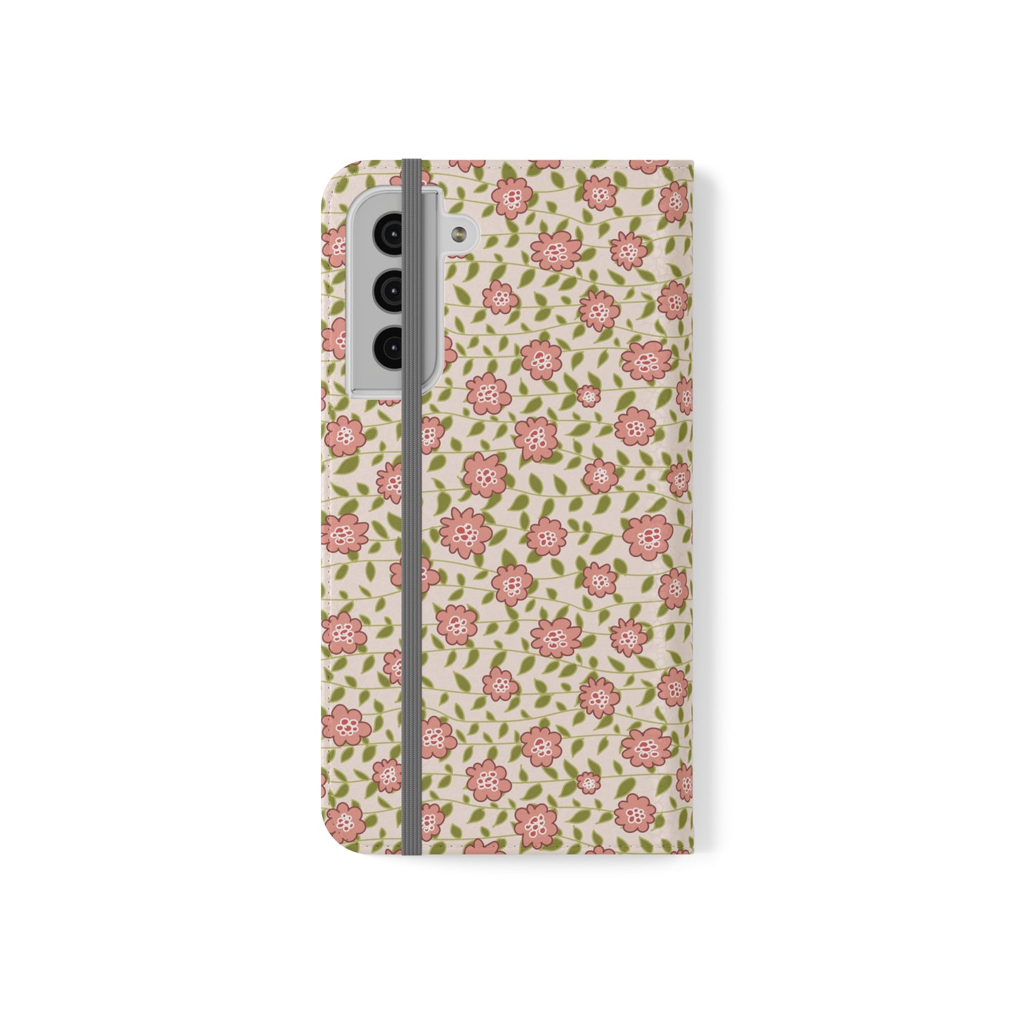 Coral Flowers on Cream Flip Cases for Samsung