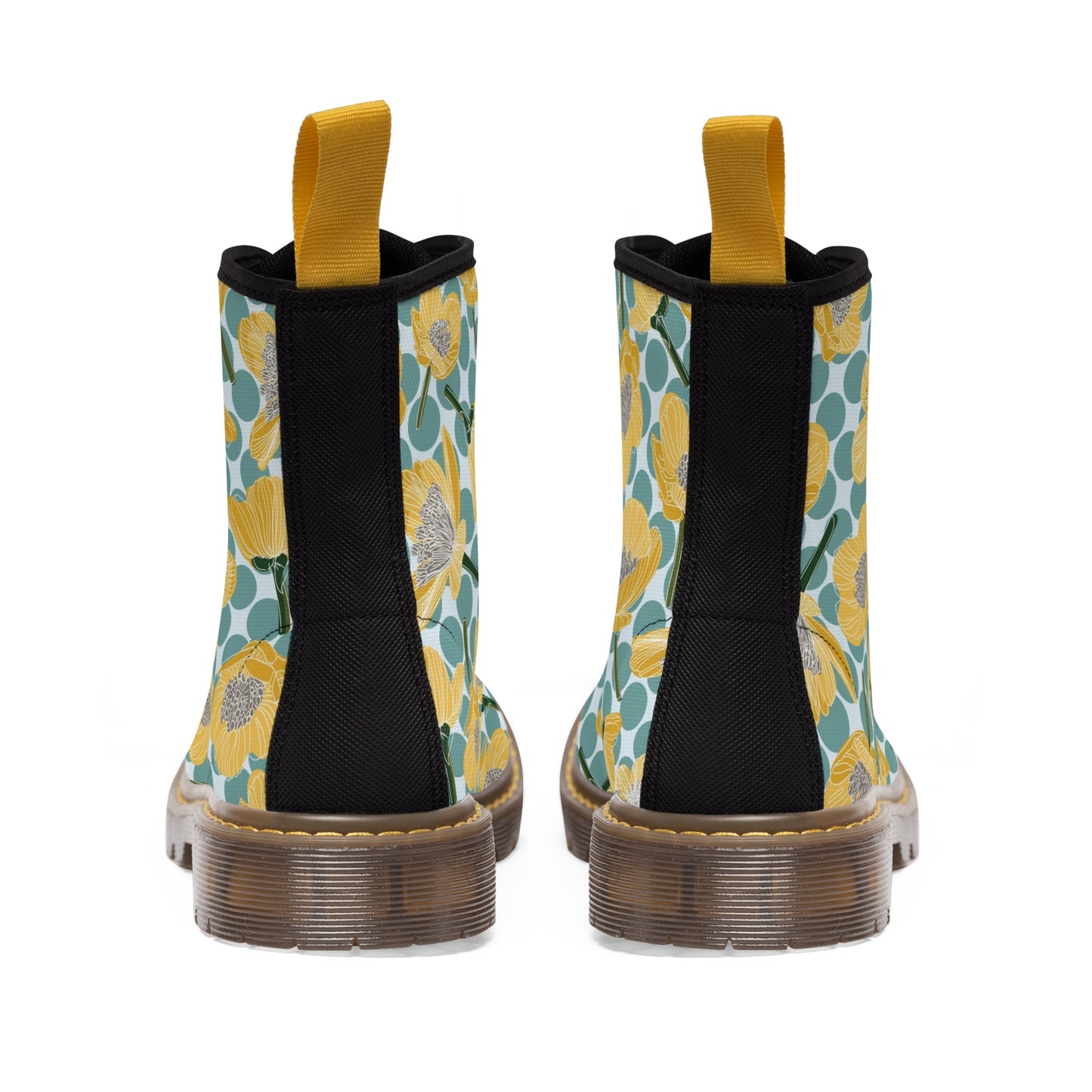 Buttercups and polka dots Women's Canvas Boots