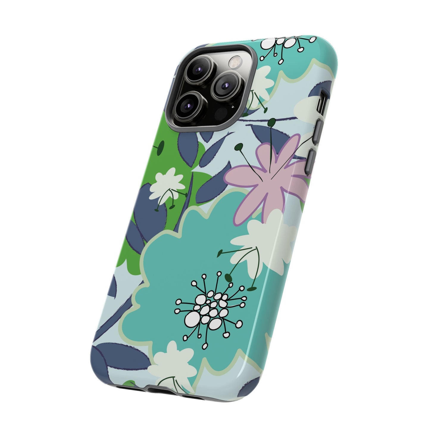 Mid Mod Floral in Blue and Green Tough Cases