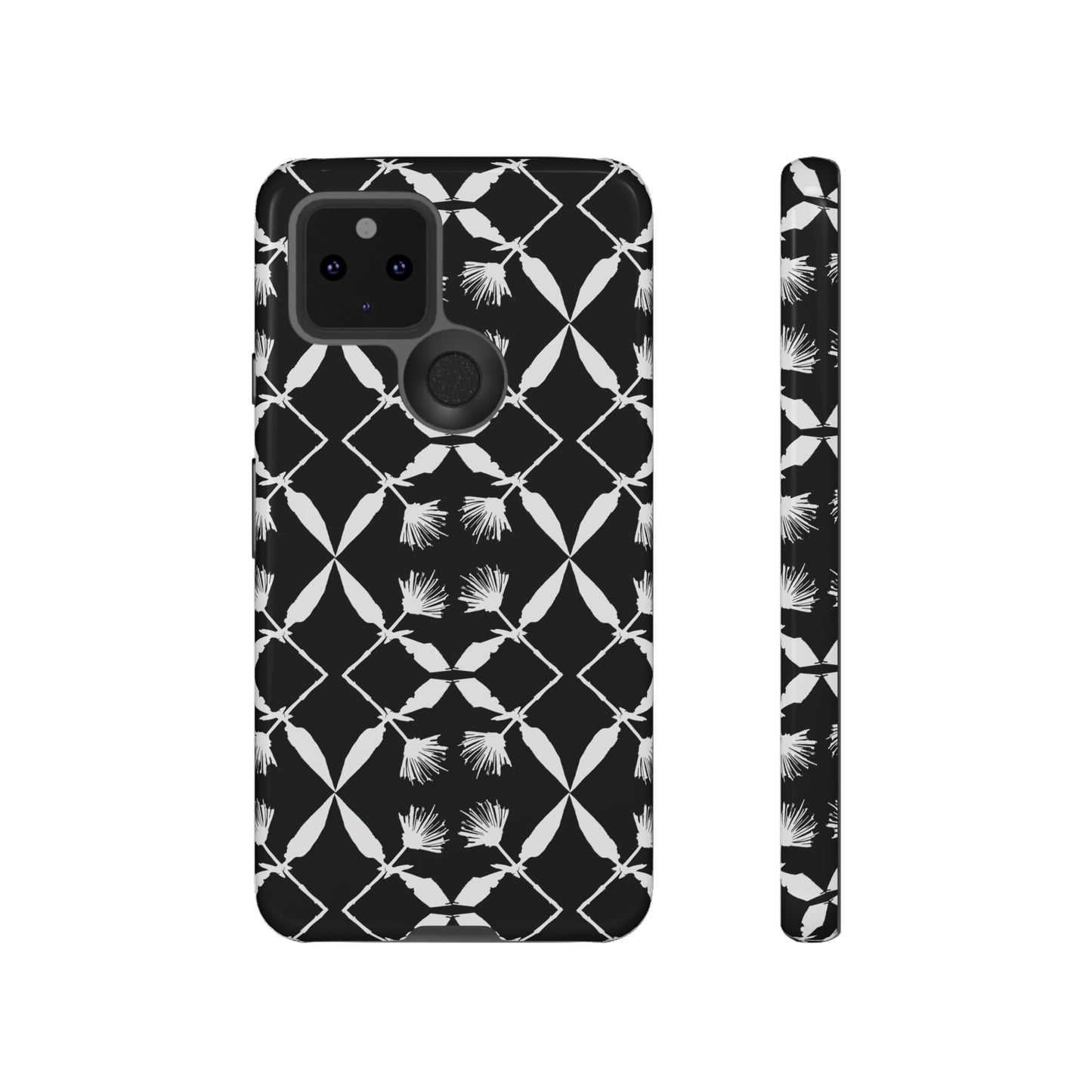 Black and White Floral Tough Cases for Google Pixel