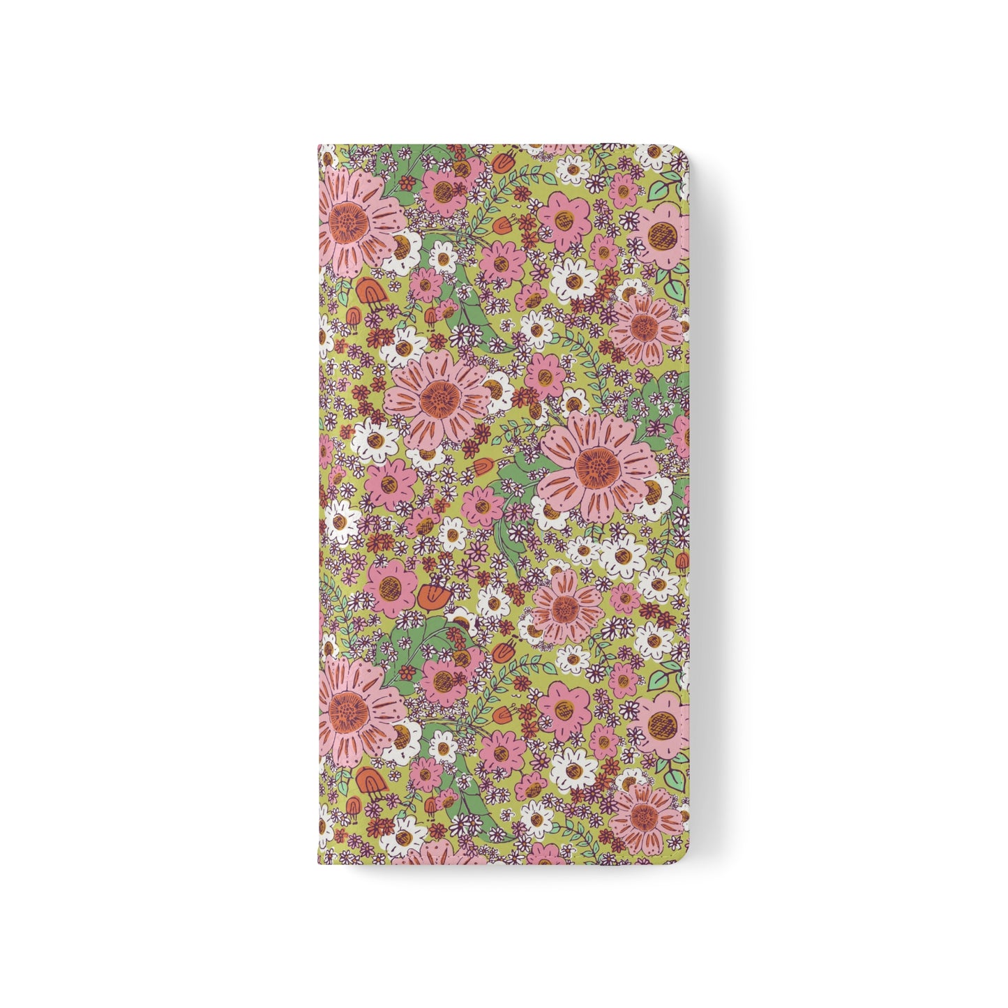 Cheerful Watercolor Flowers on Bright Green Flip Cases for Samsung