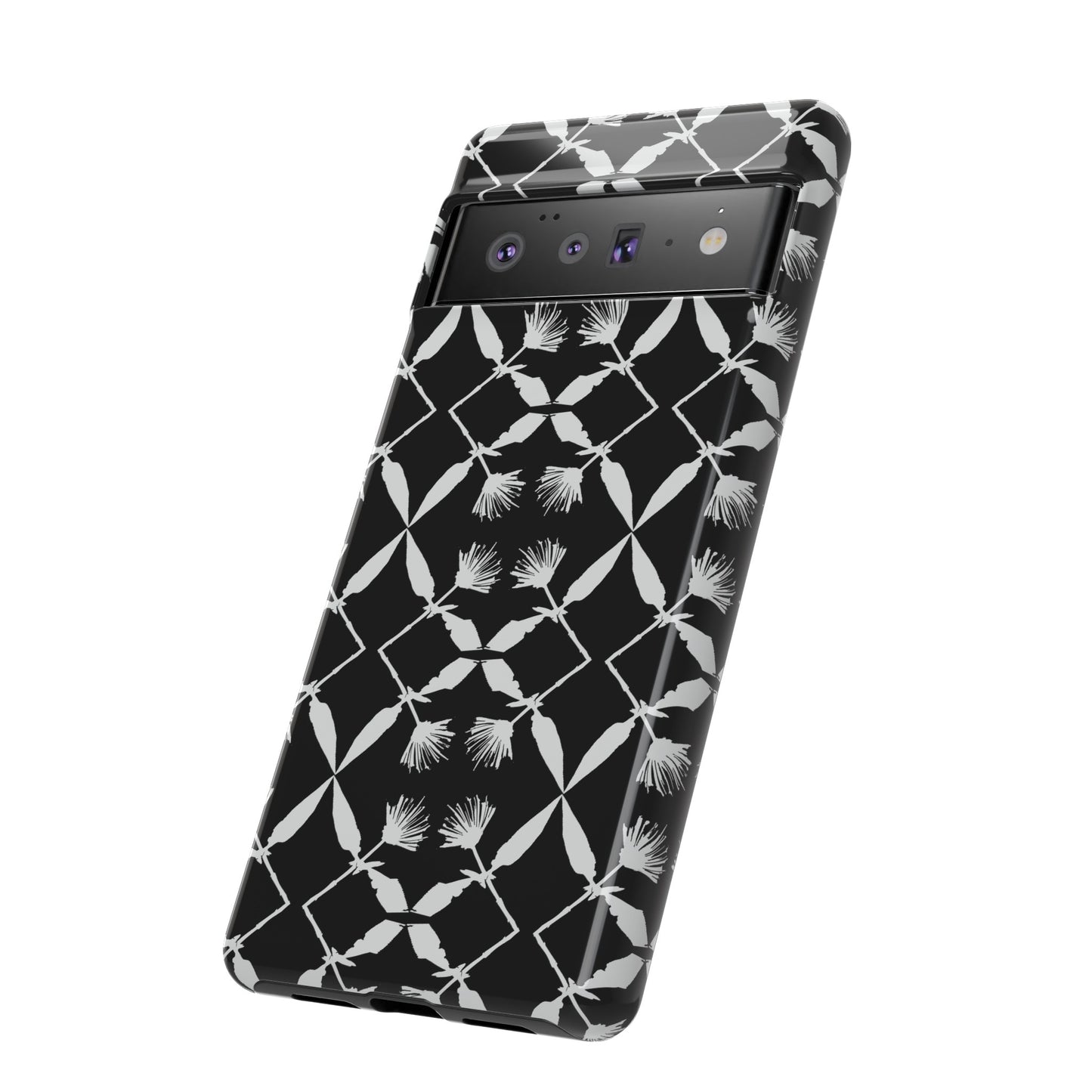 Black and White Floral Tough Cases for Google Pixel