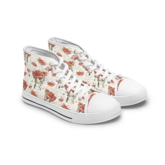 Orange Poppies Women's High Top Sneakers