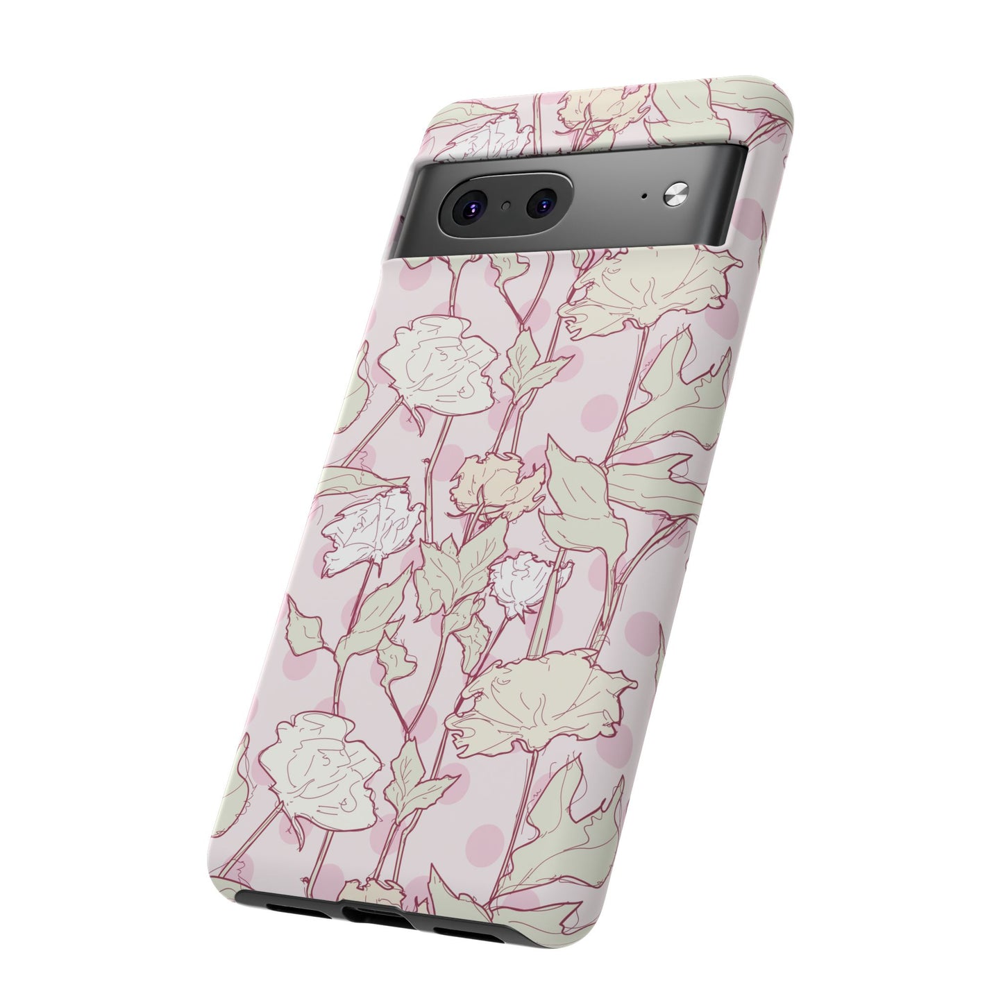 Roses and Dots in Pink Tough Cases for Google Pixel