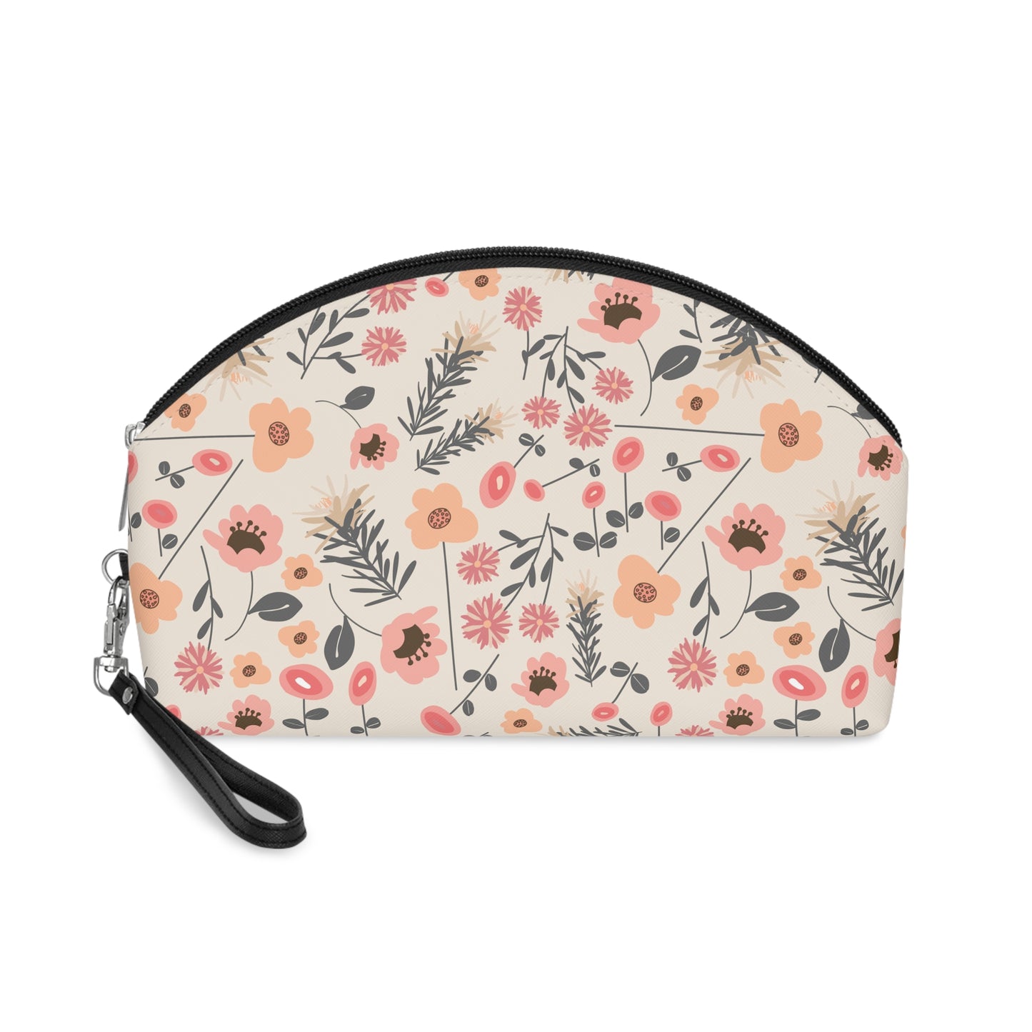 Peach and Cream Wildflowers Makeup Bag