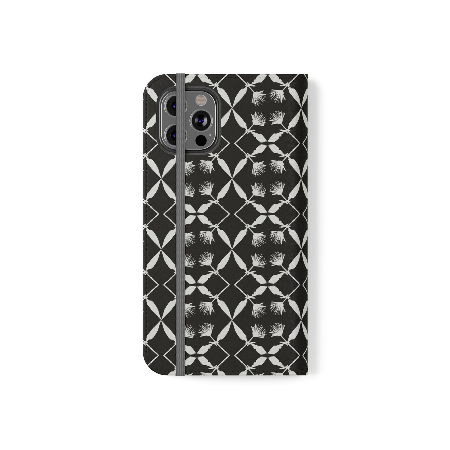 Black and White Floral Flip Cases for iPhone