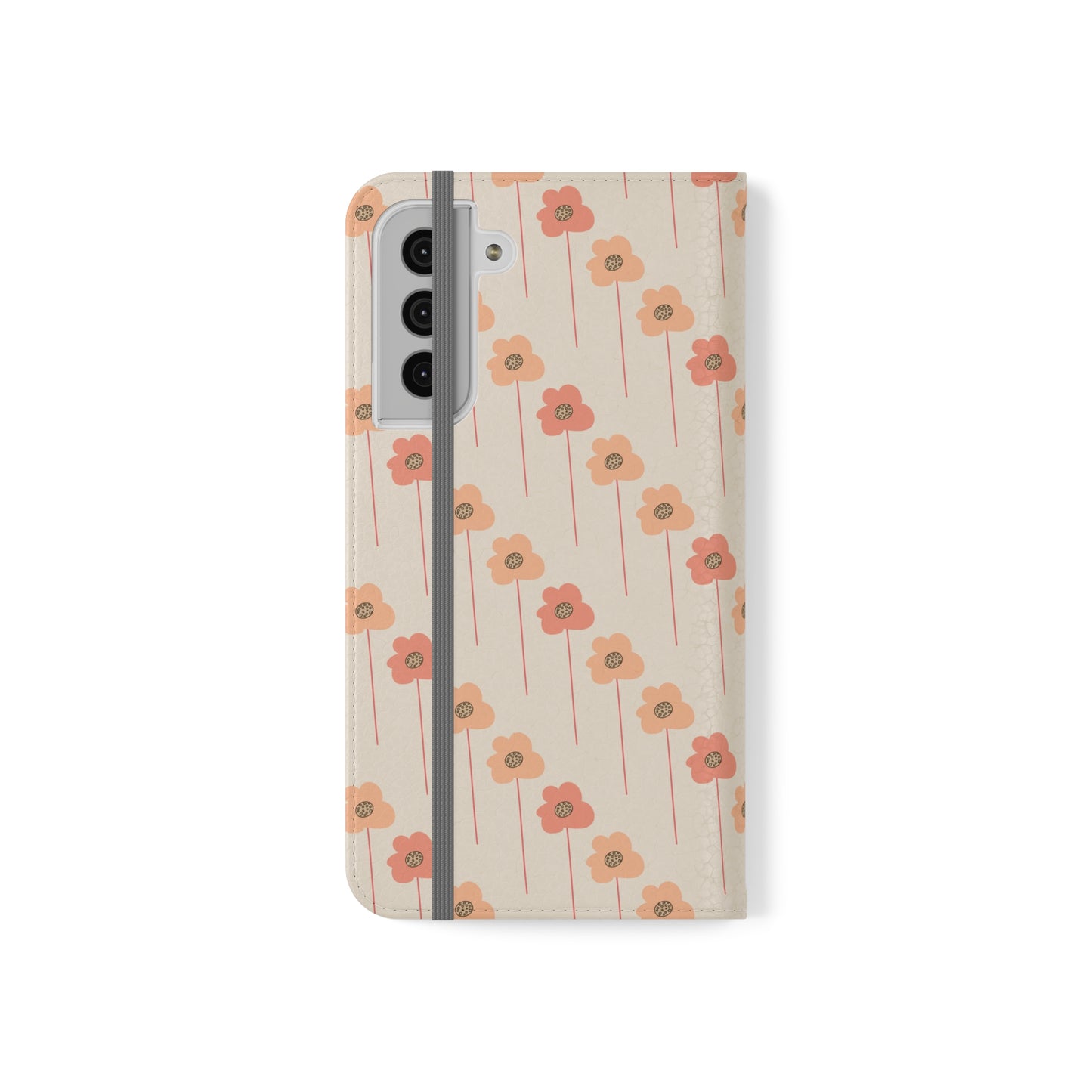 Peach Wildflowers on Cream Flip Cases for Samsung