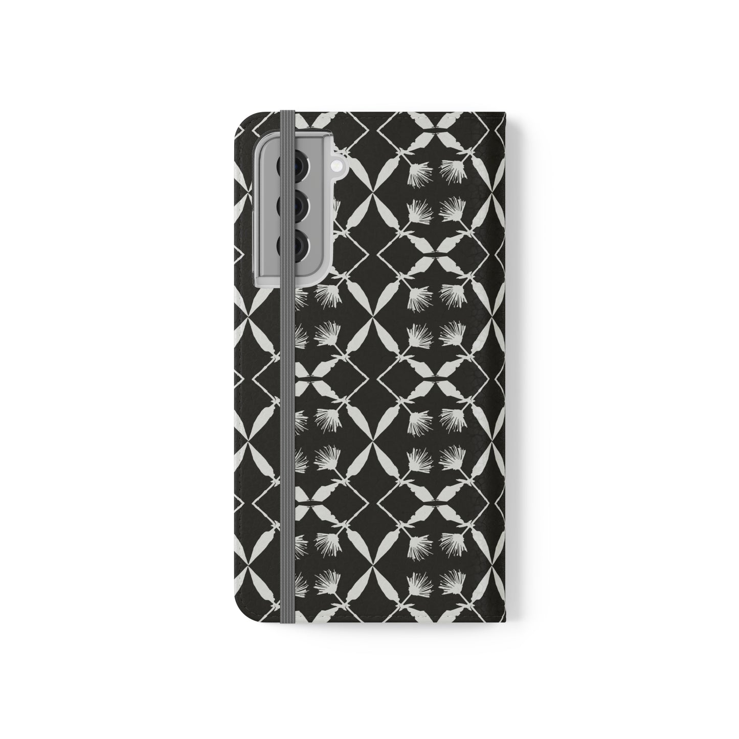 Black and White Floral Flip Cases for Samsung